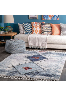 Amara Blue Moroccan Tassel Rug