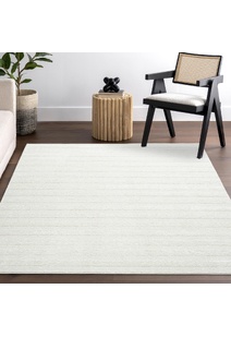 Austin Plain Ivory Striped Rug