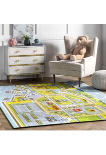 Kids Car Road Town Play Rug