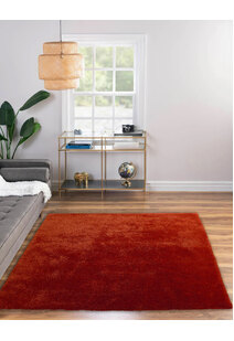 Luxe Plain Orange Shaggy Rug