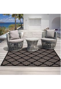 Soleil Grey Flatweave Trellis Rug