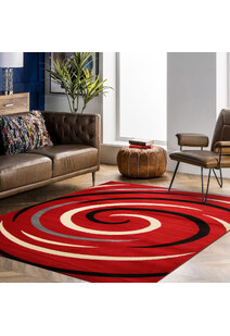 Sky Modern Red Swirl Pattern Rug