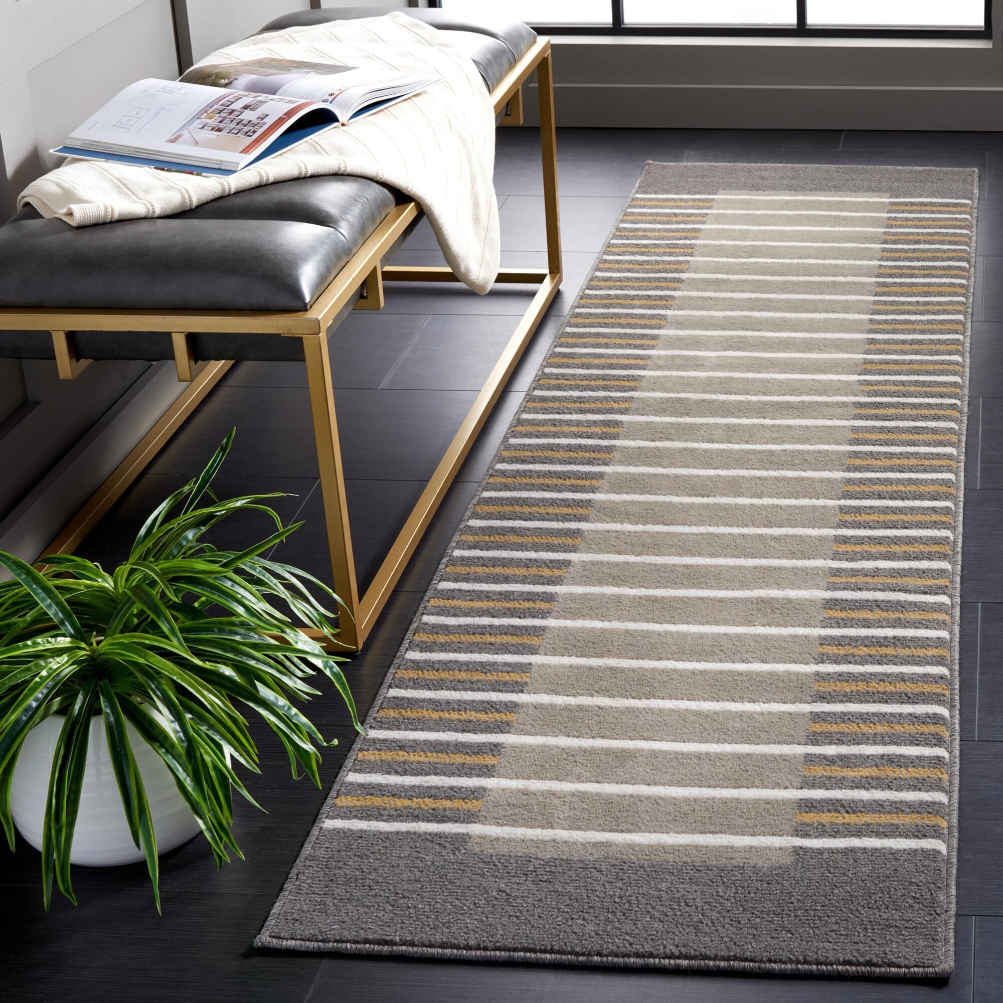 Alfa Modern Striped Border Rug