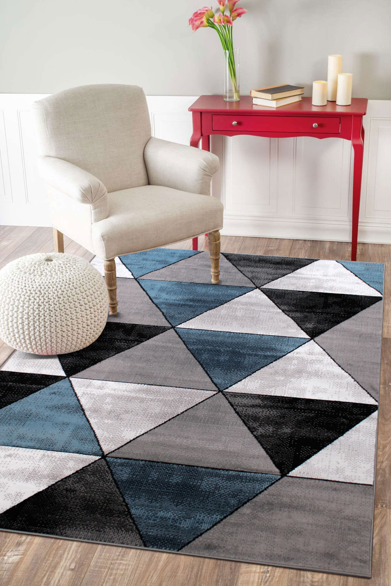 Axel Modern Triangle Pattern Rug(Size 230 x 67cm) RUNNER