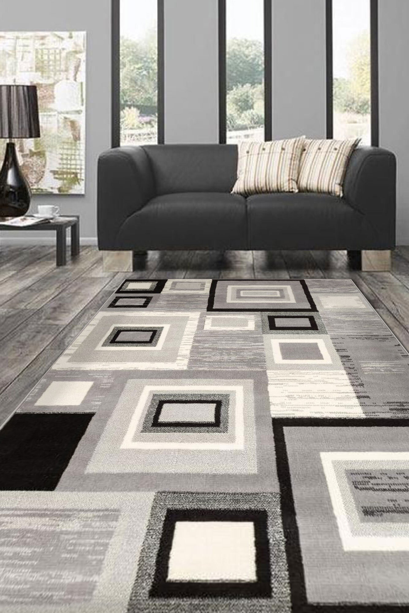 Axel Modern Square Pattern Rug(Size 230 x 67cm) RUNNER