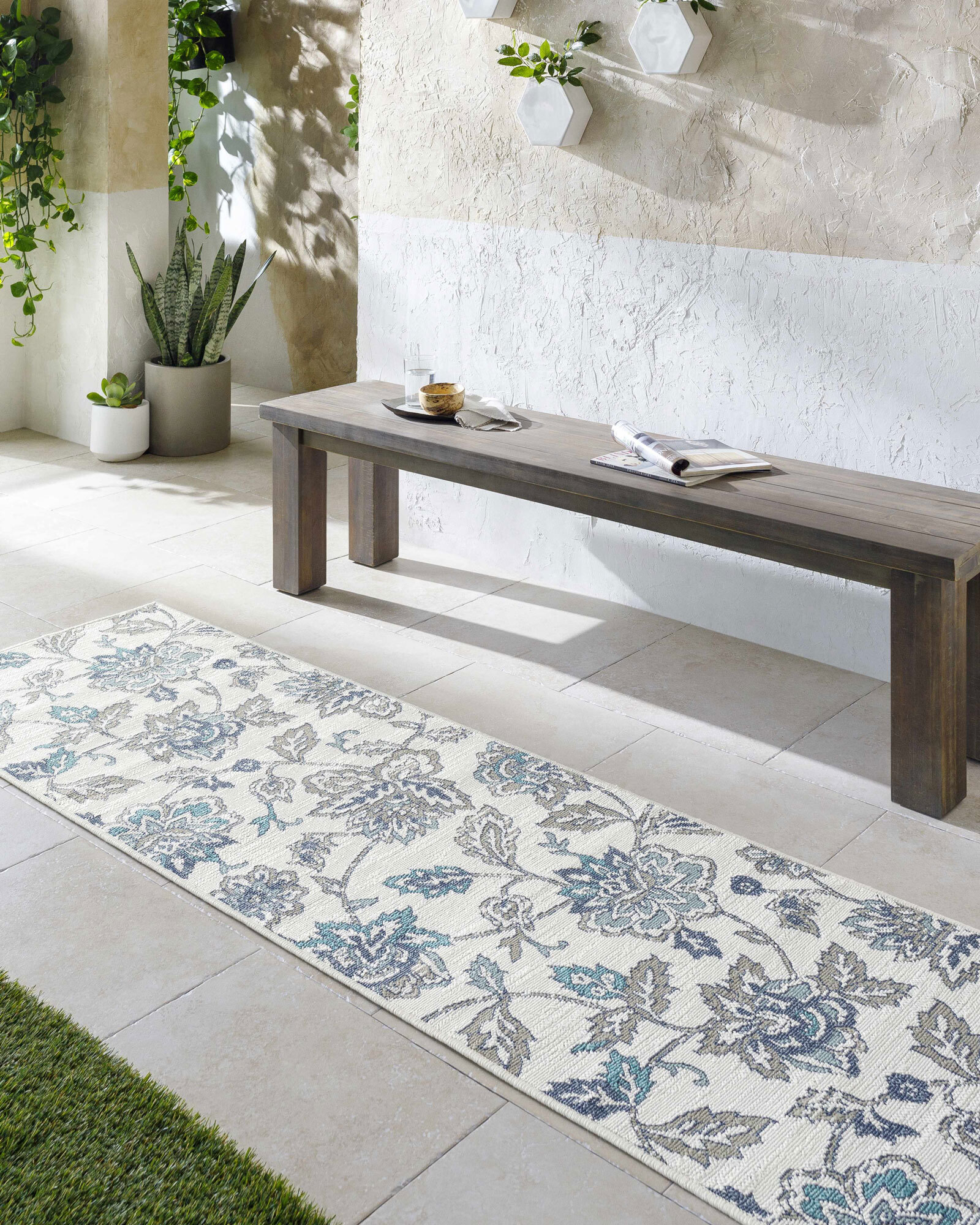 Ambient Floral Ivory Outdoor Rug