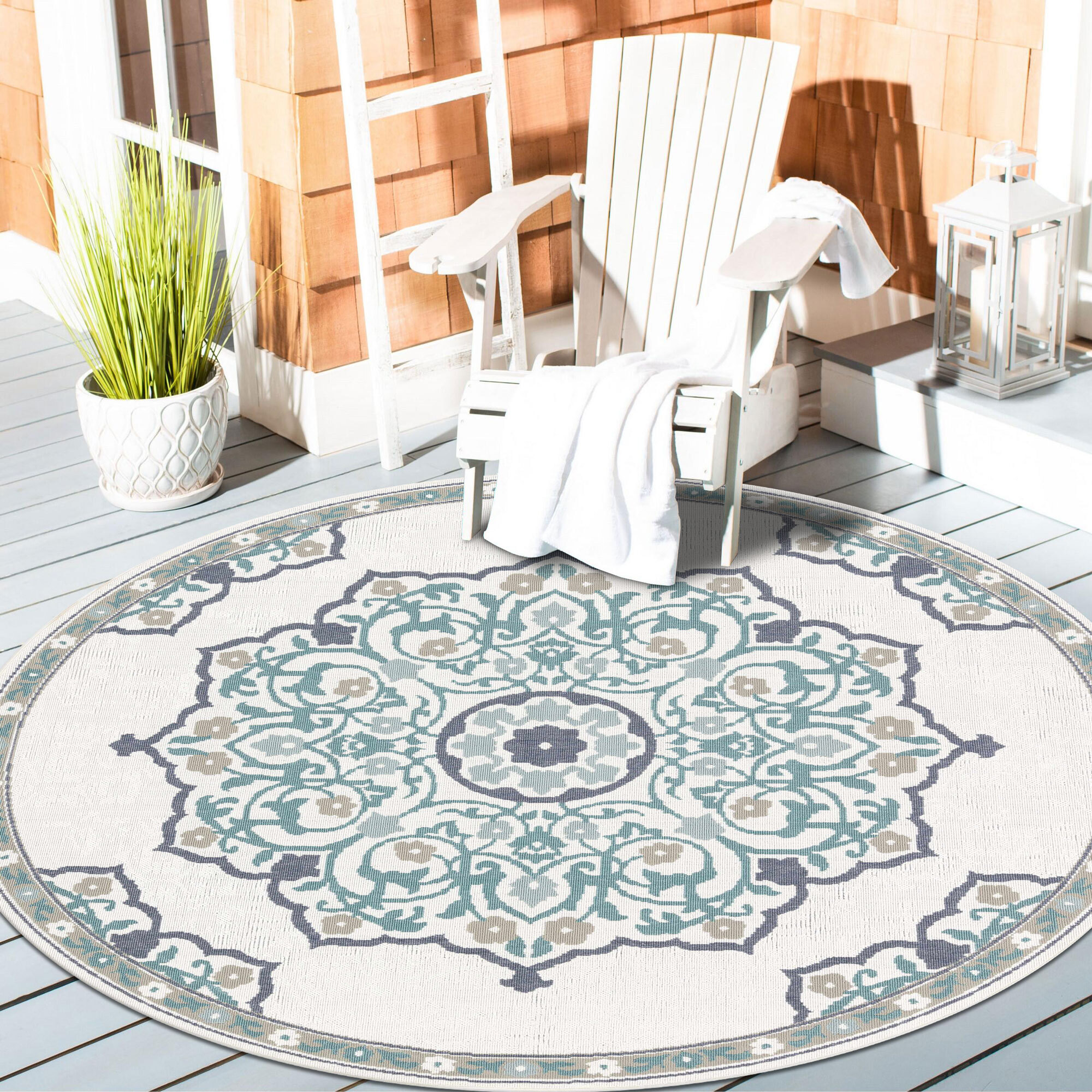 Ambient Ivory Floral Outdoor Rug