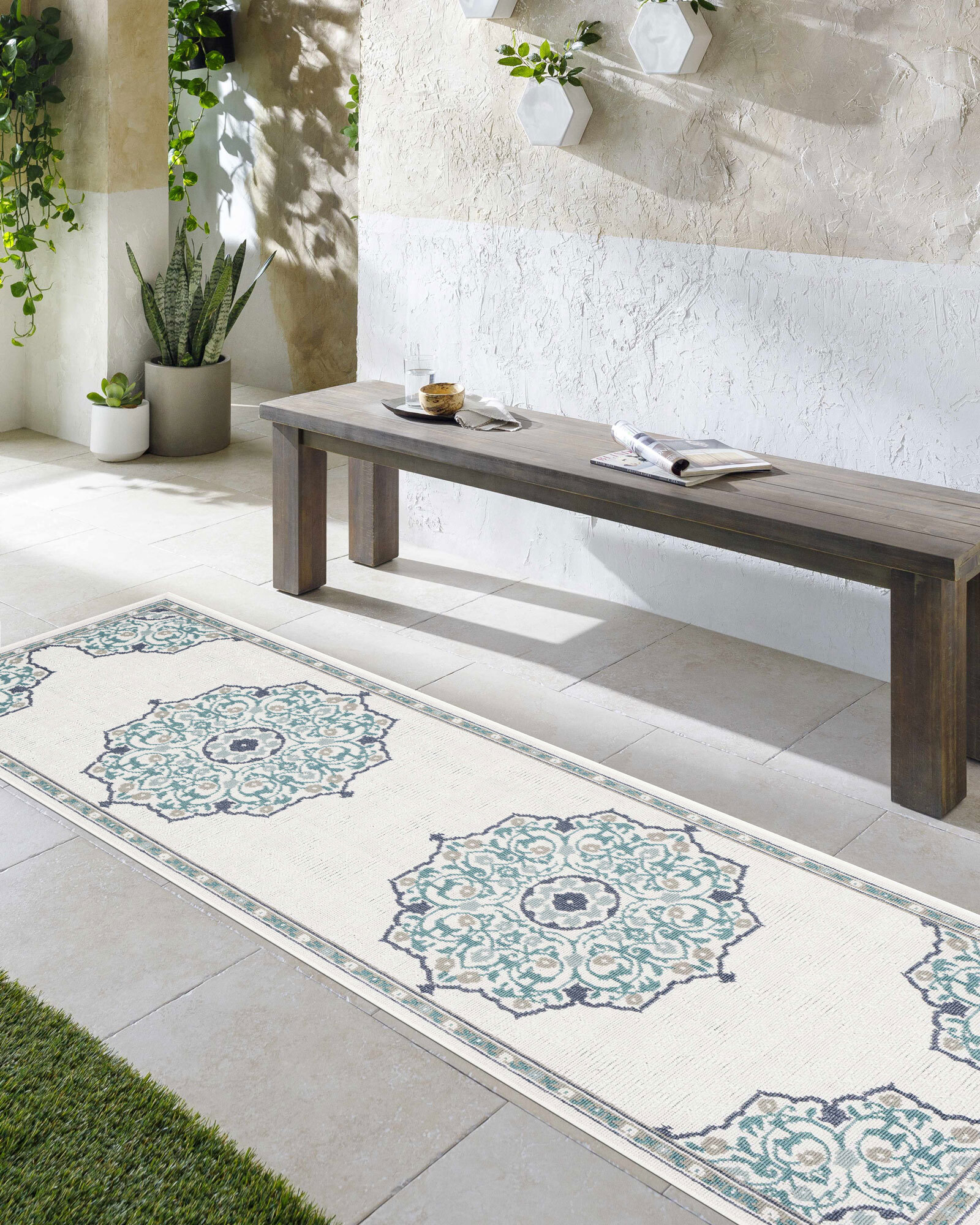 Ambient Ivory Floral Outdoor Rug