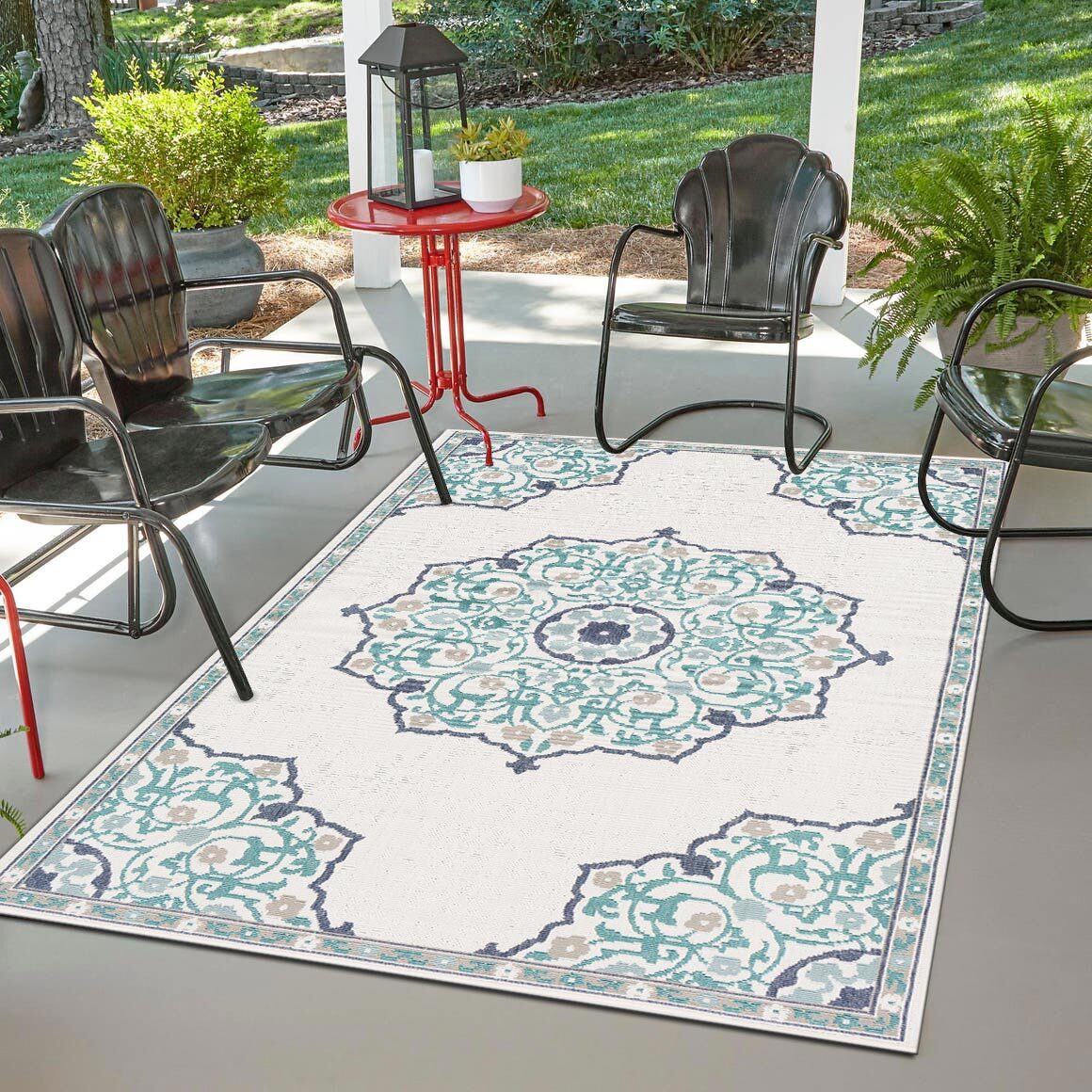 Ambient Ivory Floral Outdoor Rug