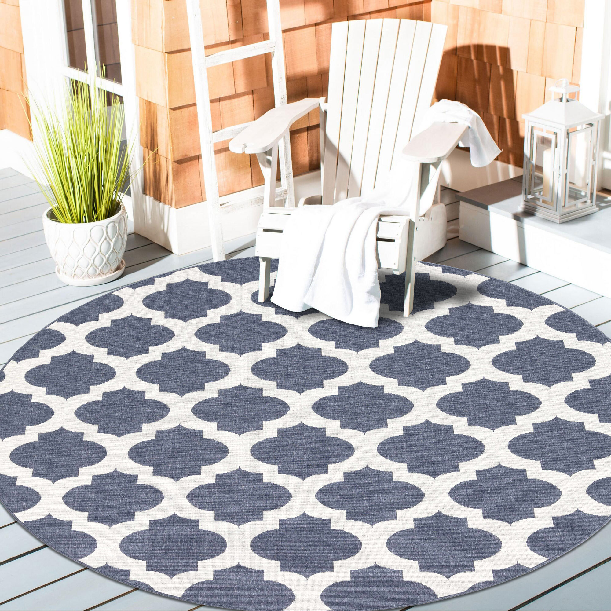 Ambient Blue Outdoor Trellis Rug