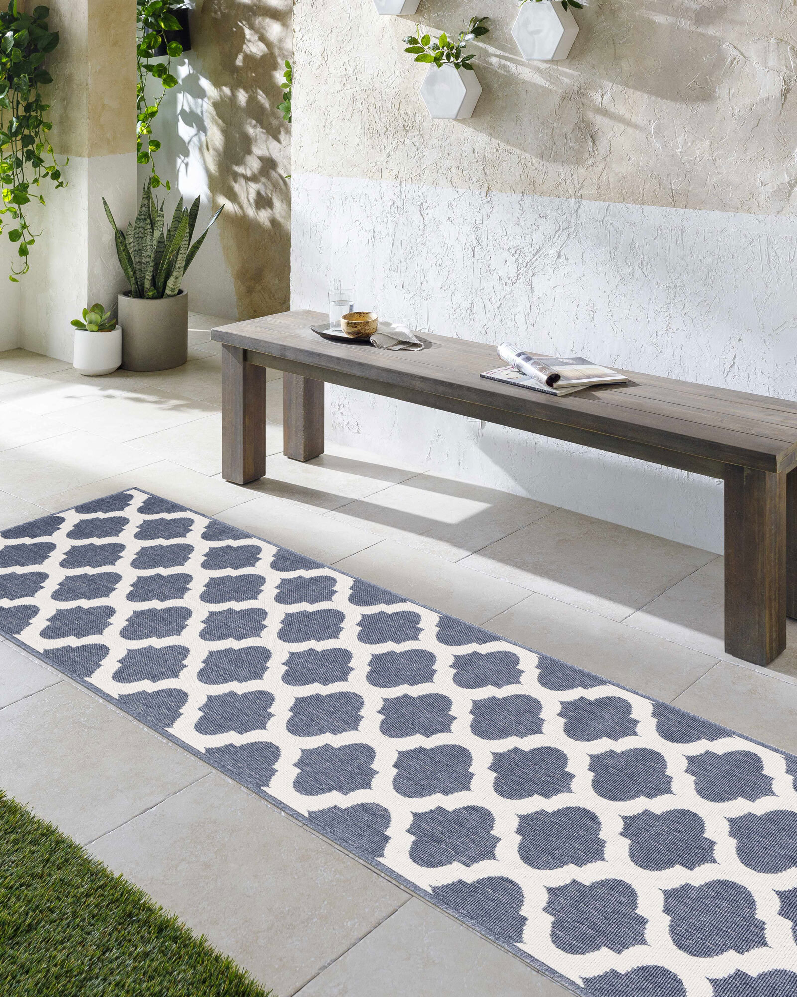 Ambient Blue Outdoor Trellis Rug