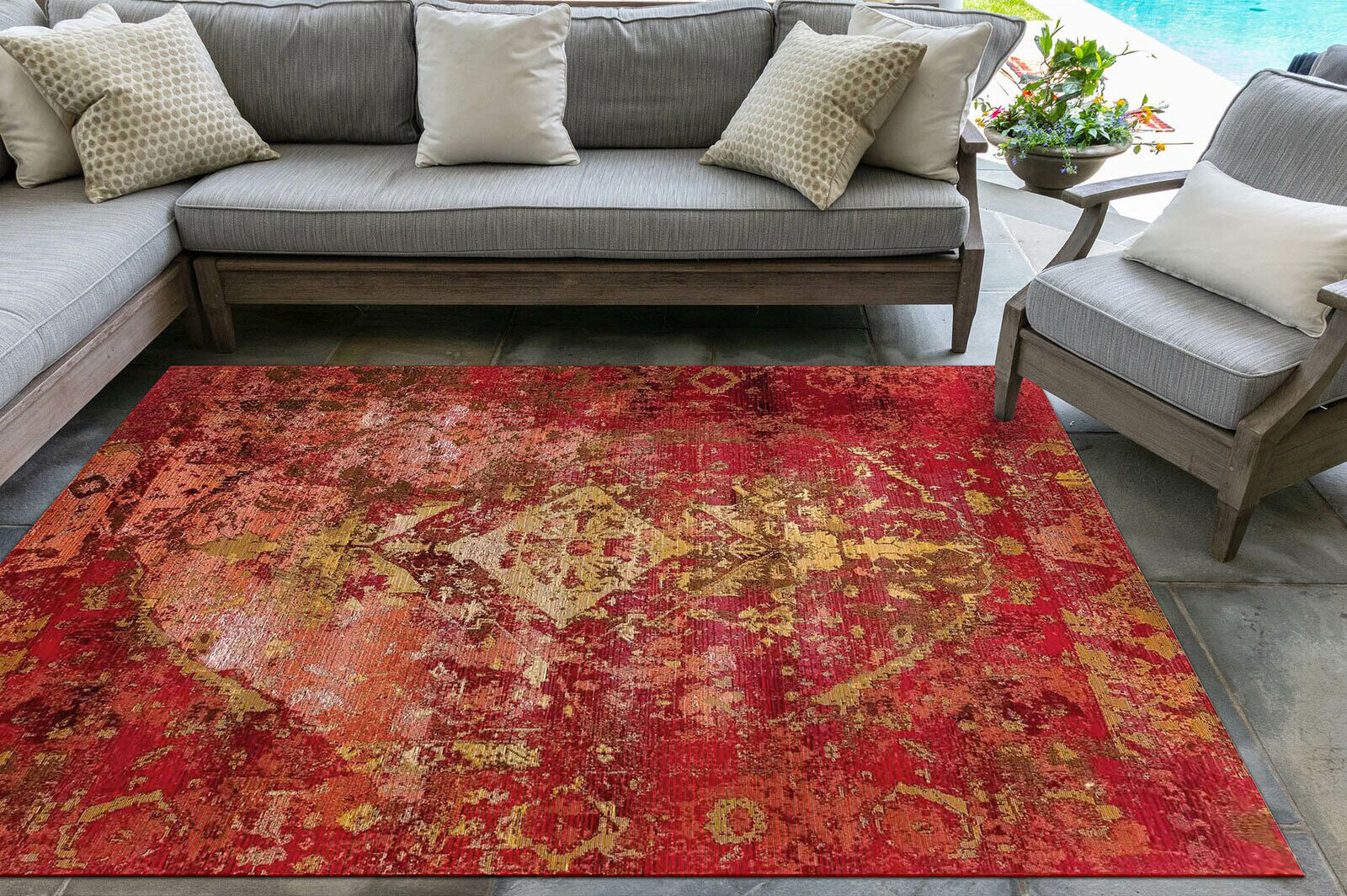 Aperto Transitional Red Rug