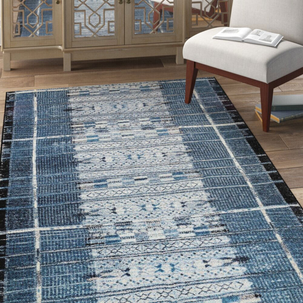 Aperto Blue Tribal Pattern Rug