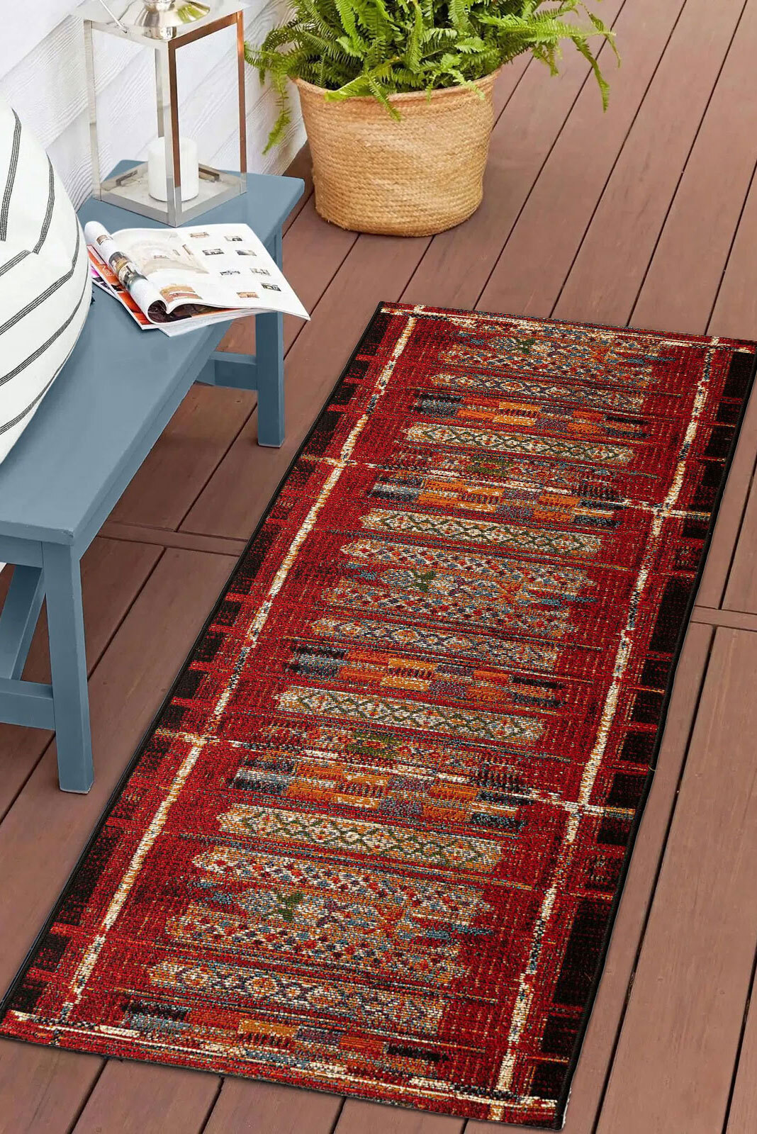 Aperto Red Tribal Pattern Rug