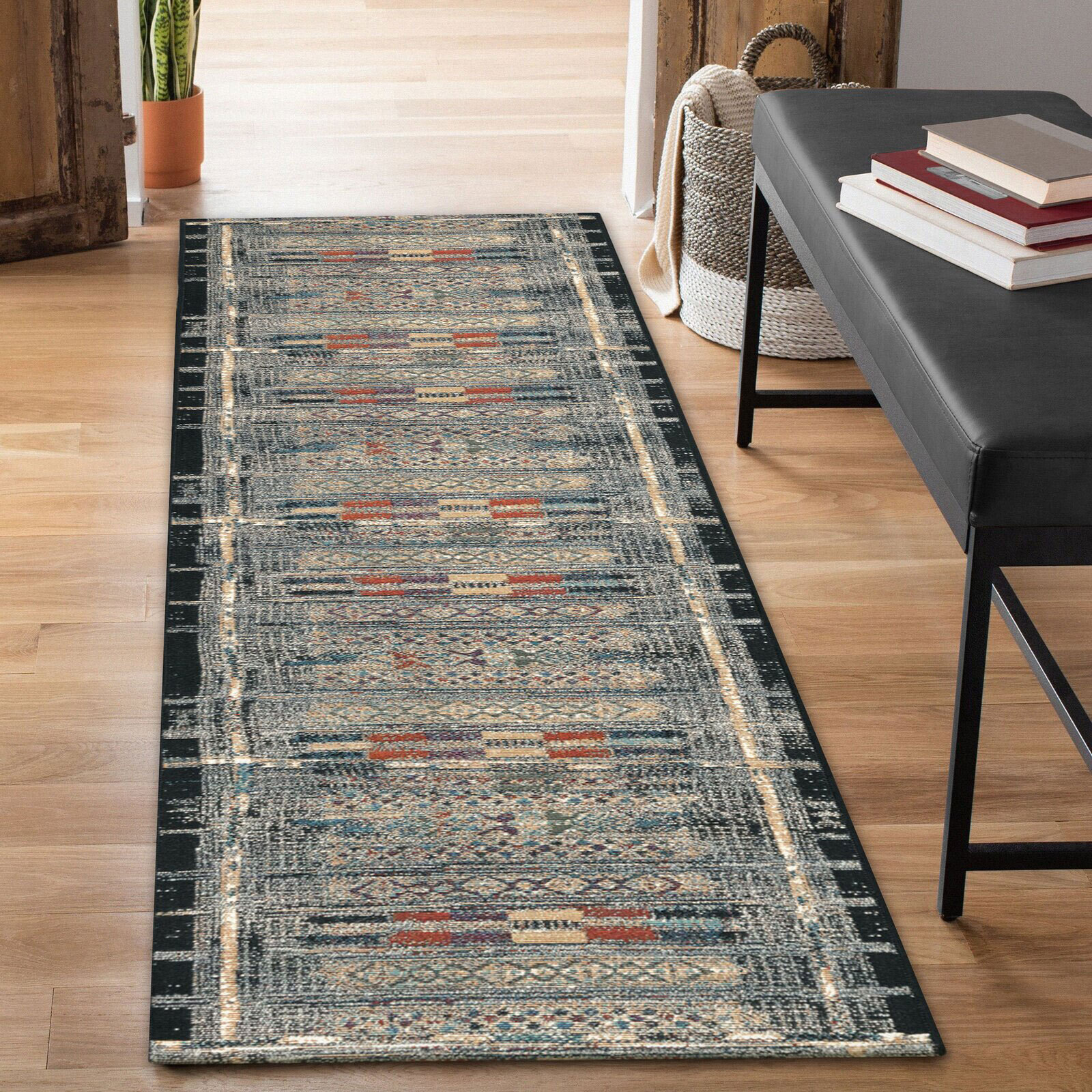 Aperto Grey Tribal Pattern Rug