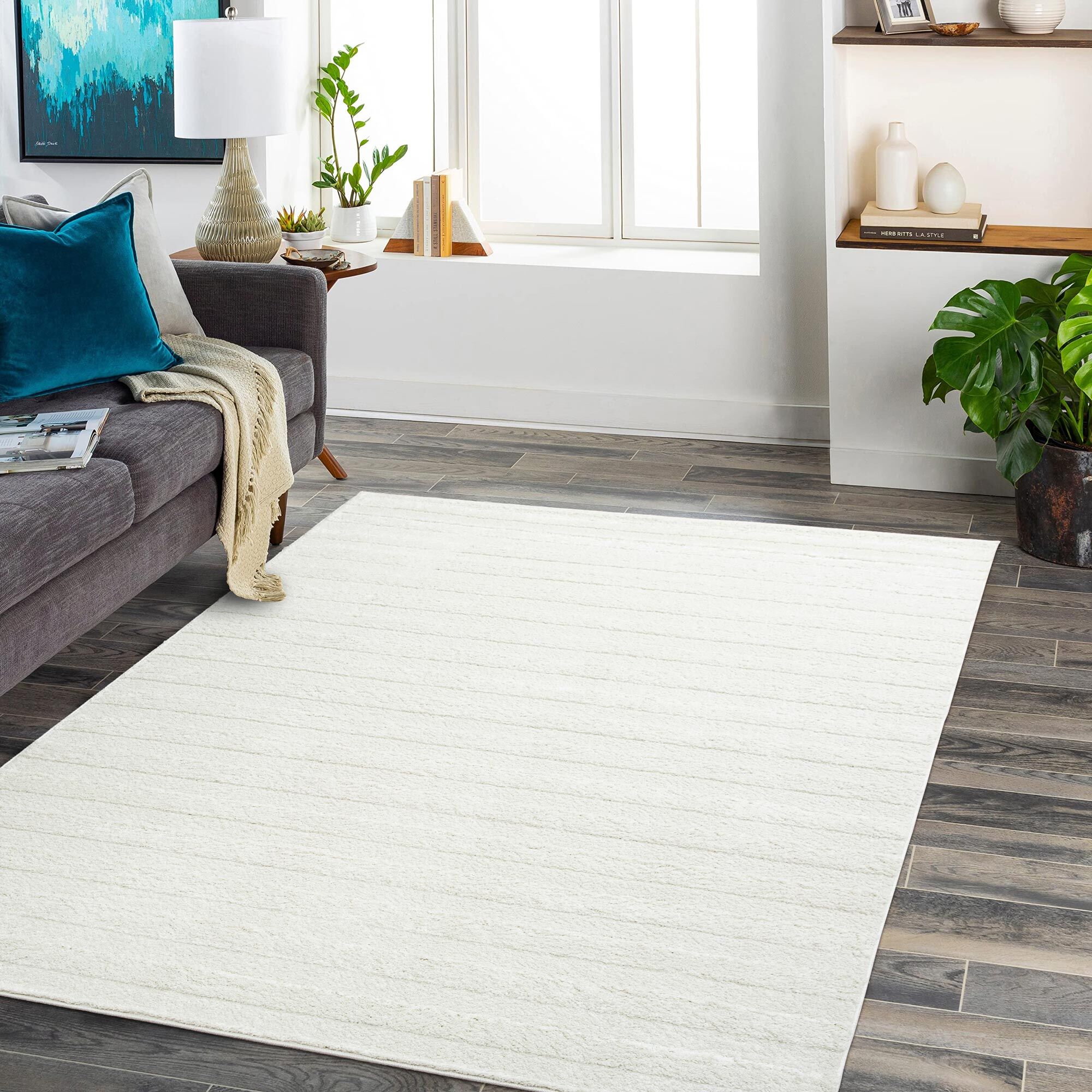 Austin Plain Ivory Striped Rug