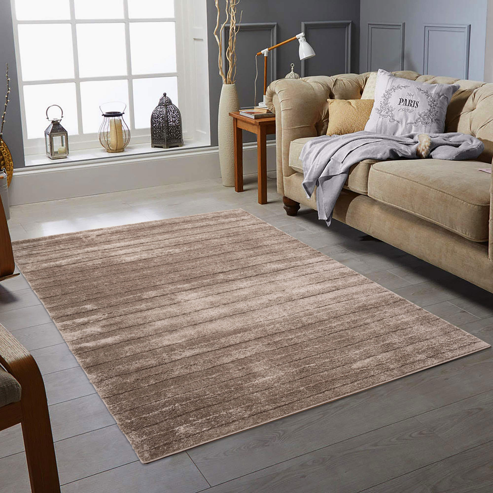 Austin Plain Brown Striped Rug