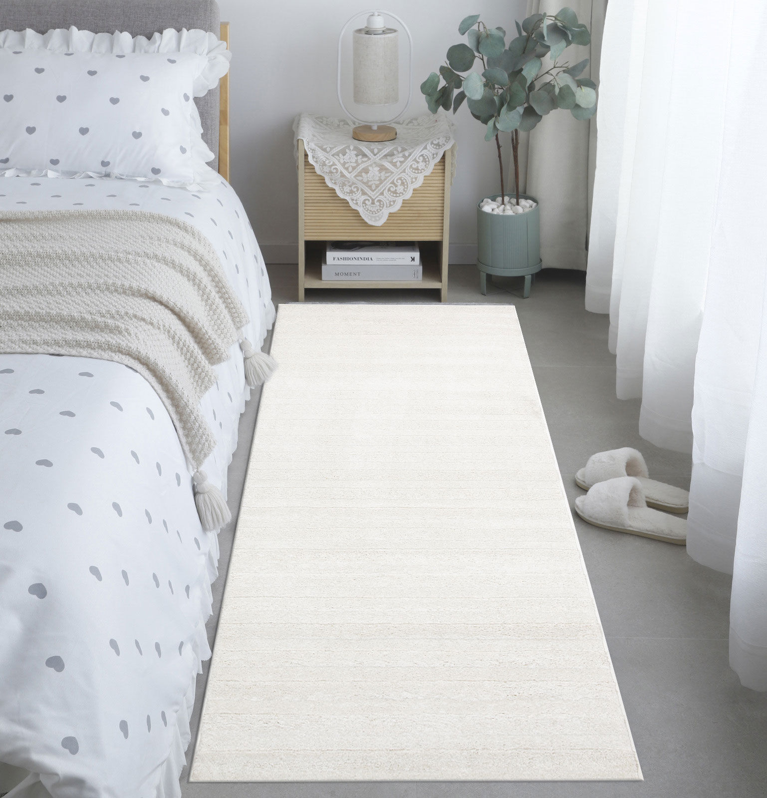 Austin Plain Ivory Striped Rug