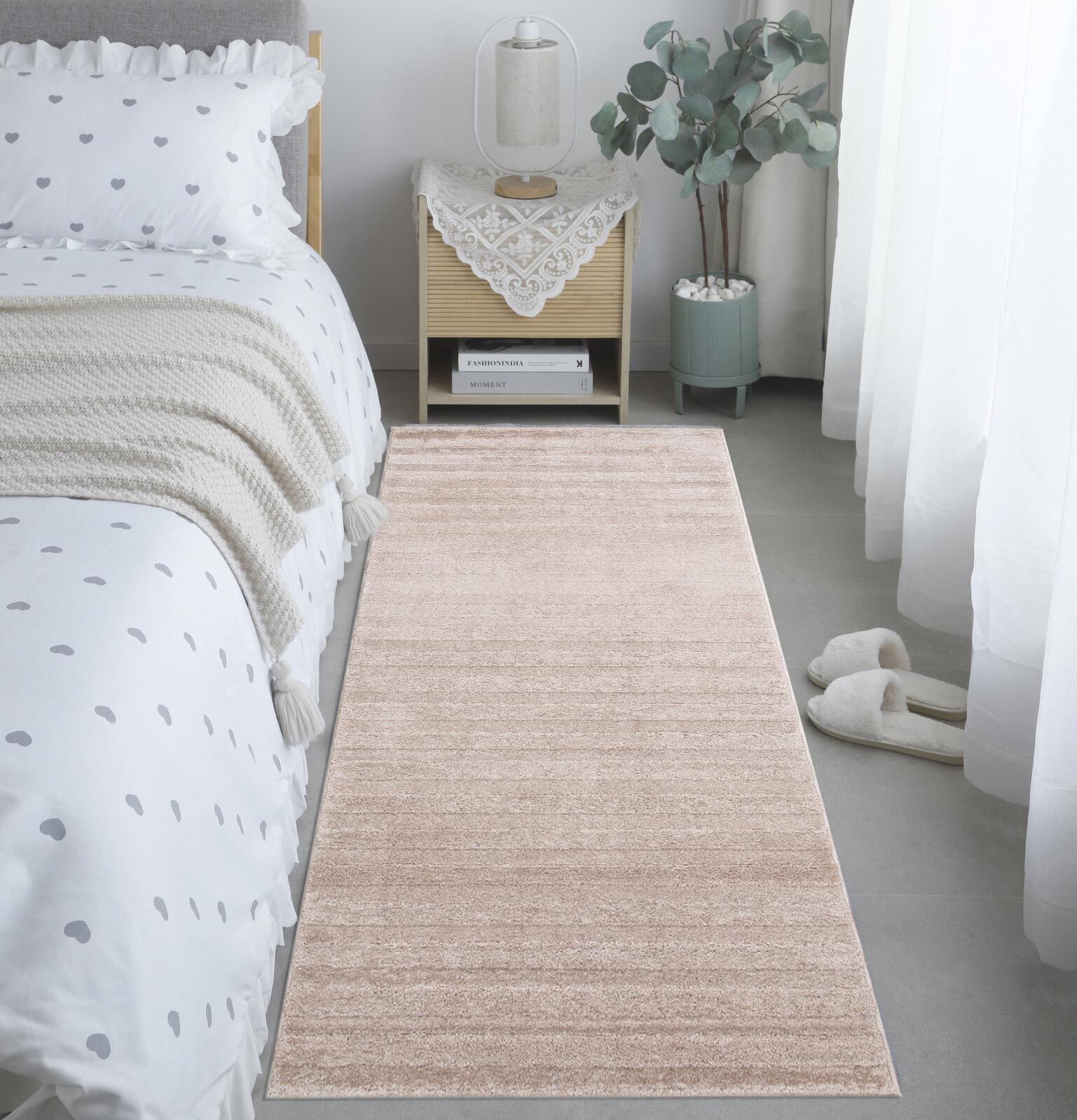 Austin Plain Beige Striped Rug