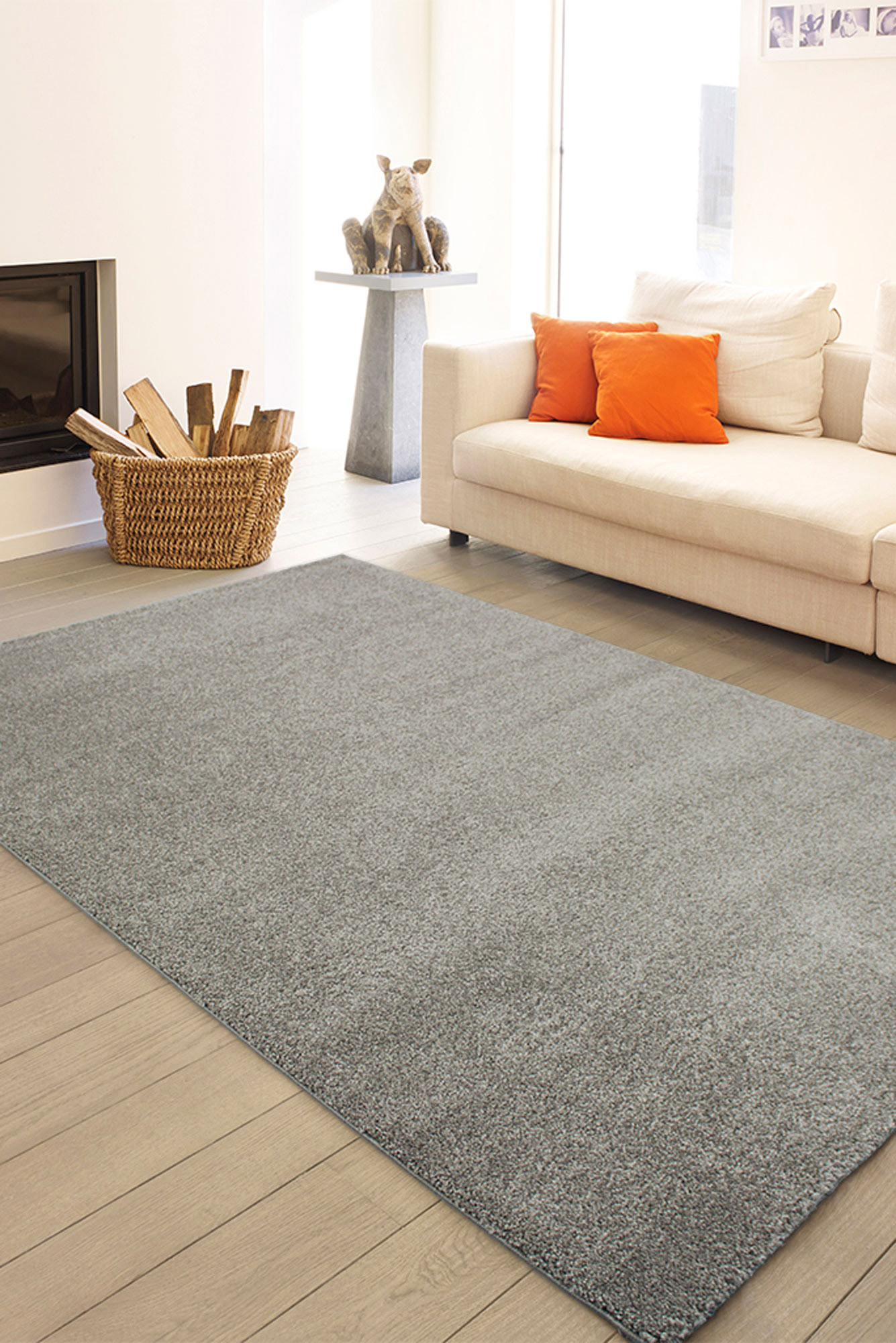 Bergamo Plain Grey Modern Rug(Size 290 x 200cm)