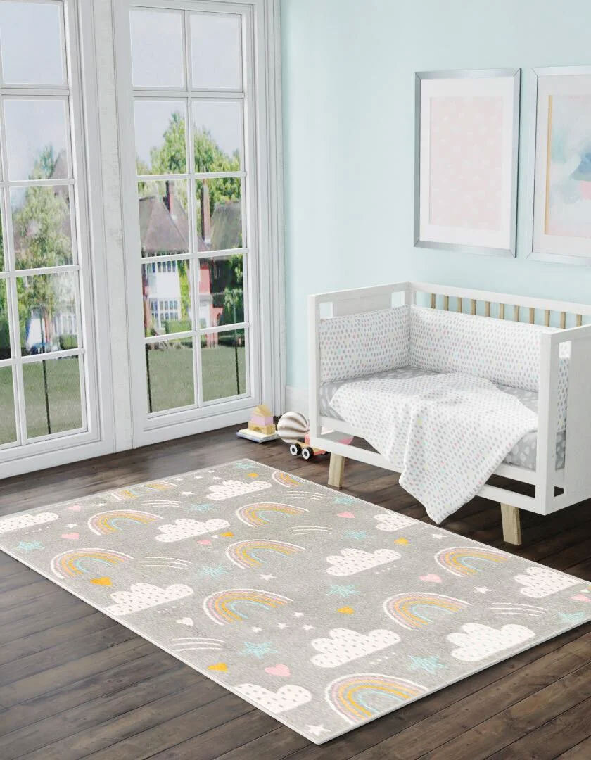 Candy Rainbow & Clouds Kids Rug