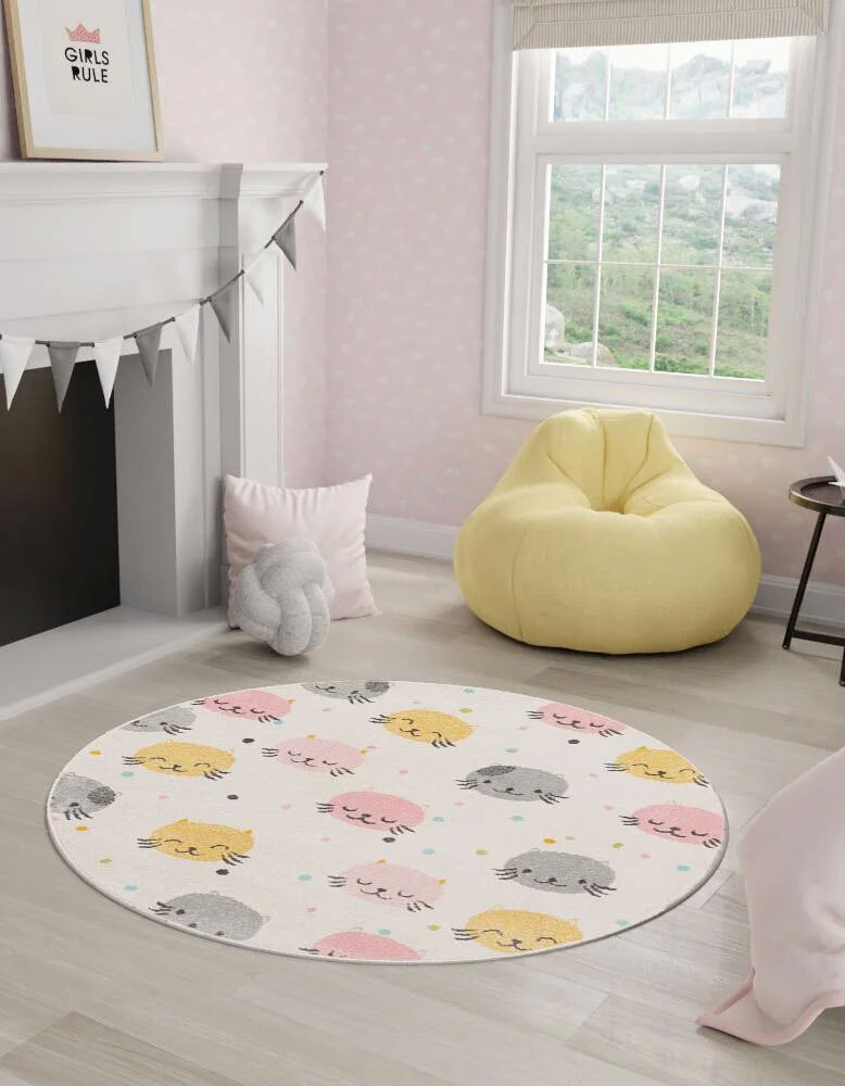 Candy Cat Face Kids Rug