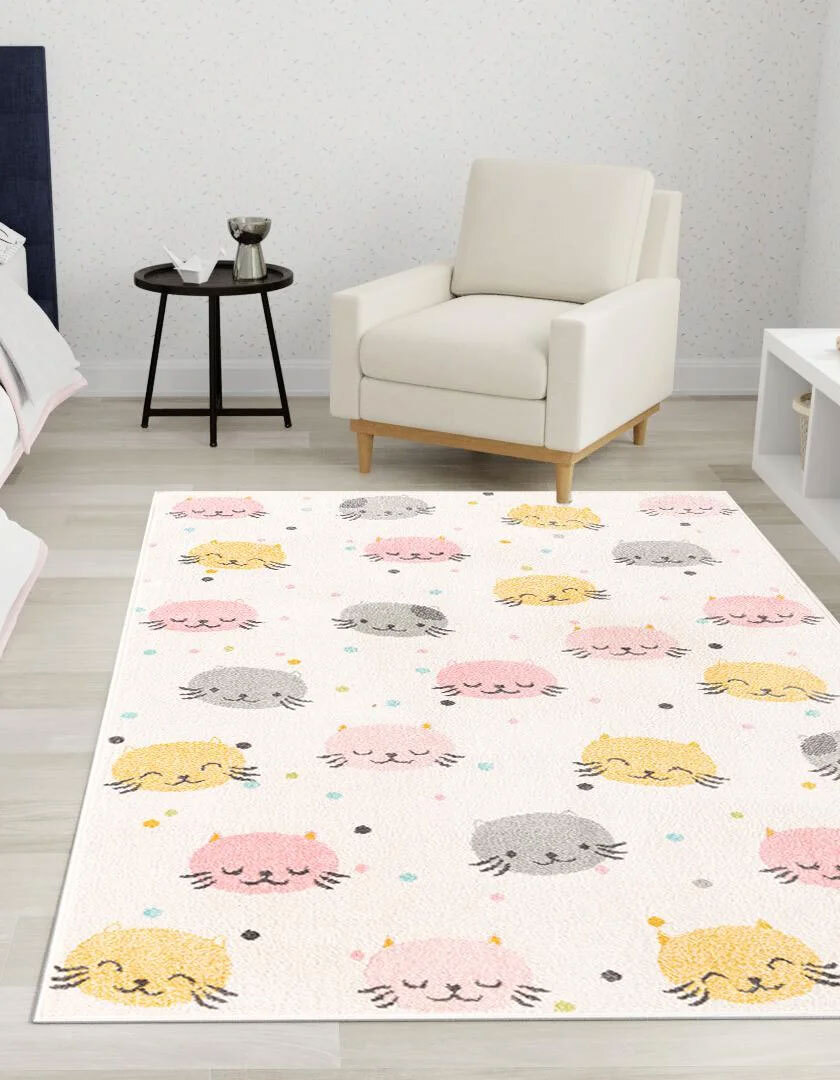 Candy Cat Face Kids Rug