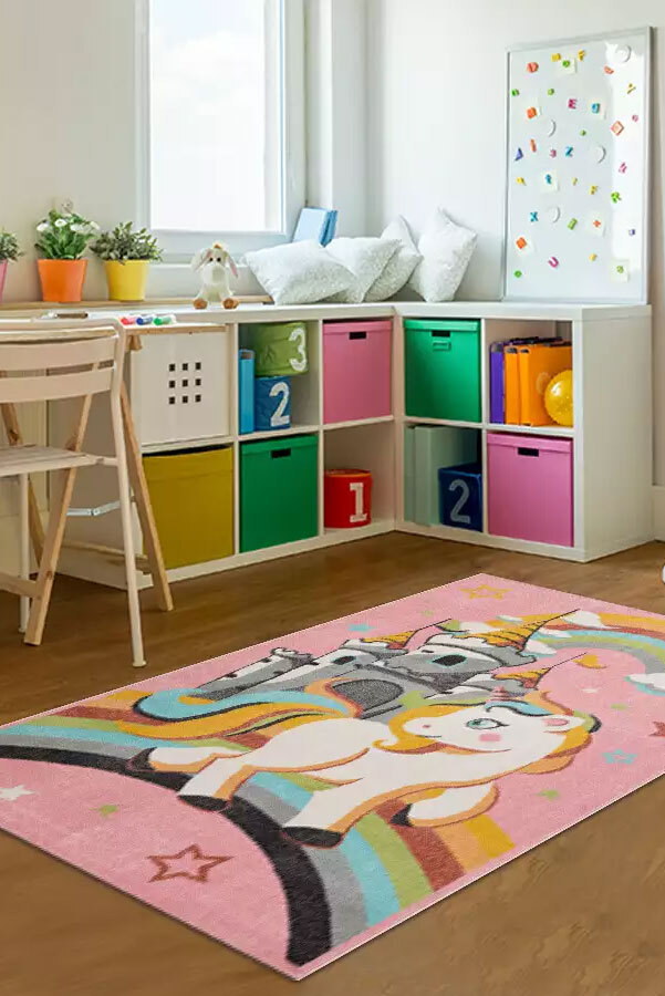 Candy Unicorn & Castle Kids Rug(Size 230 x 160cm)