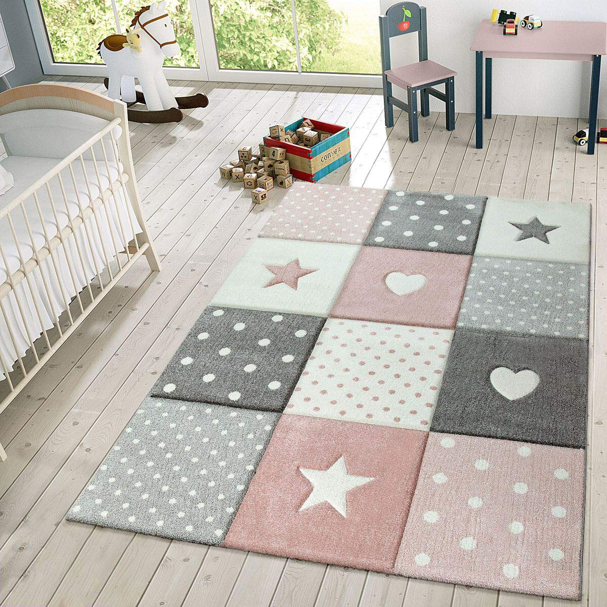 Charlie Hearts & Stars Kids Rug