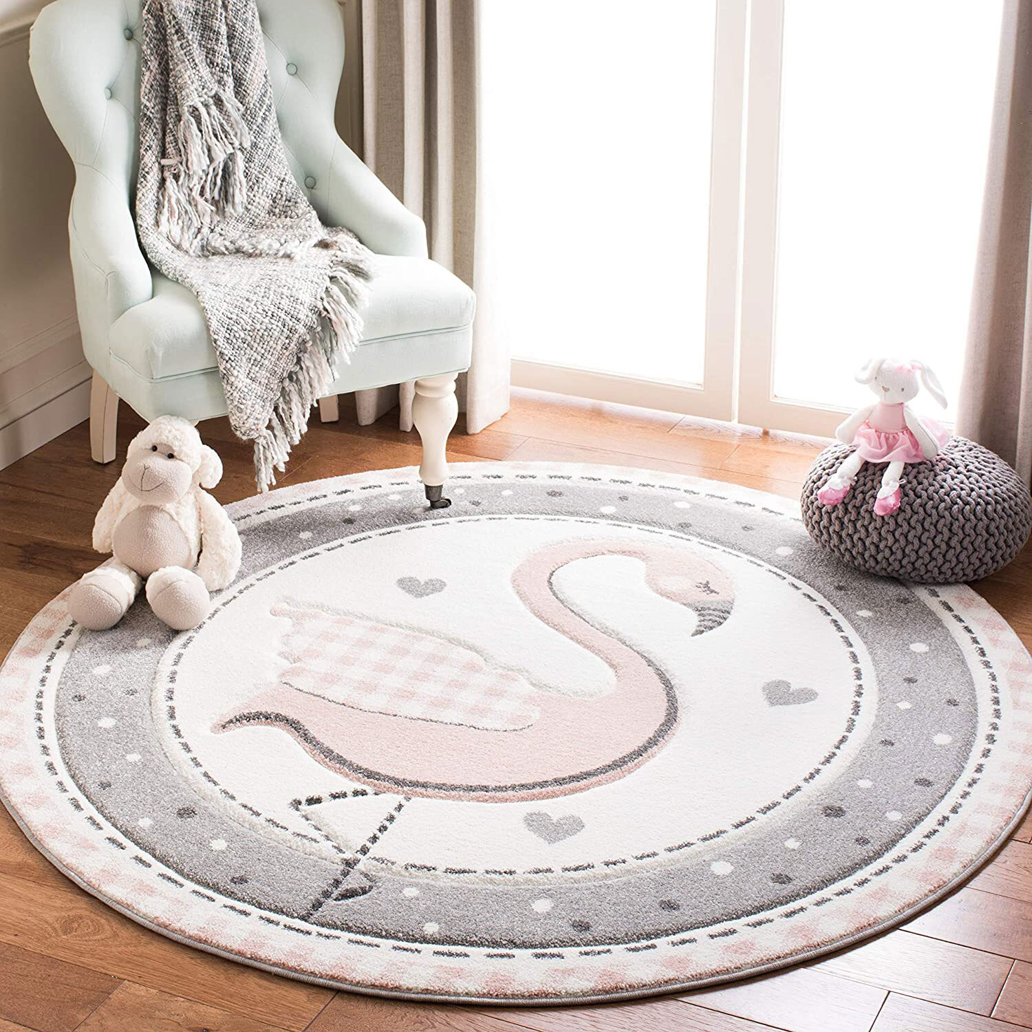 Charlie Pink Flamingo Kids Rug