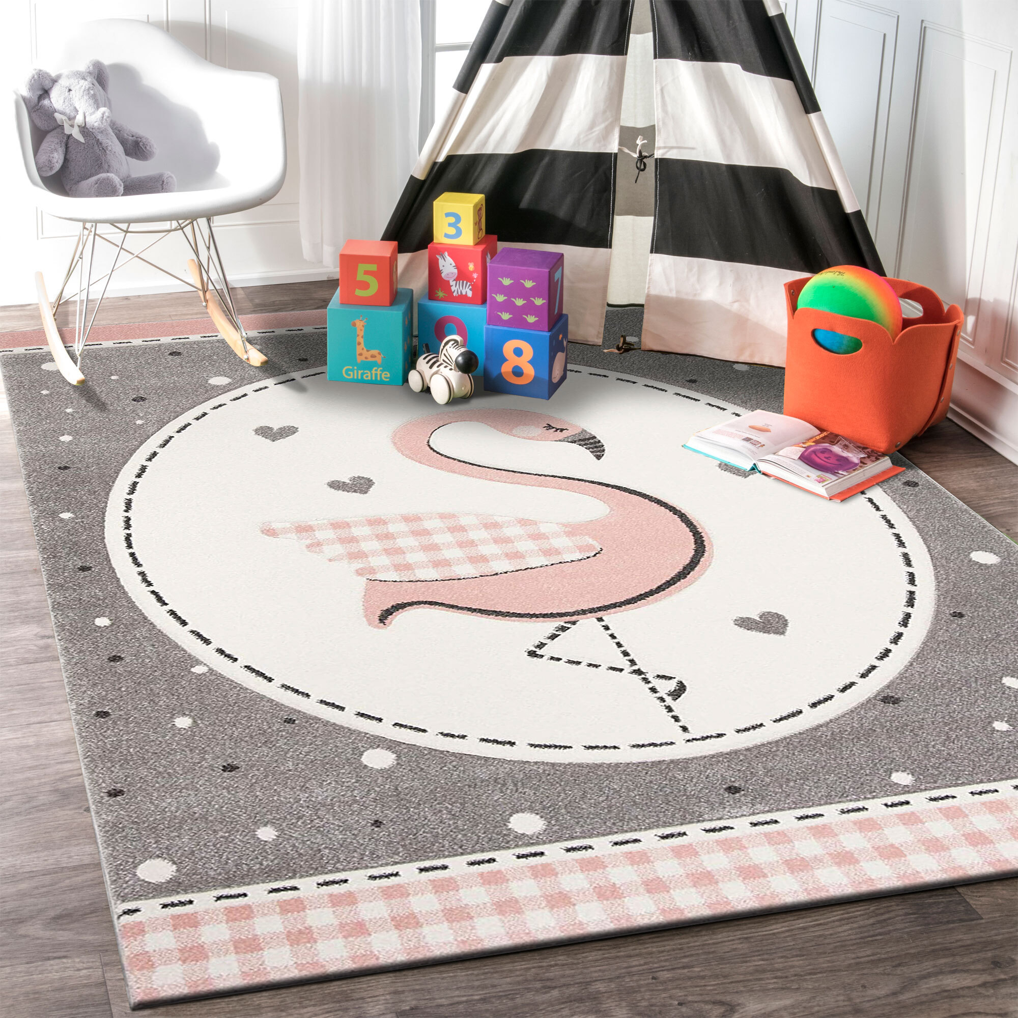 Charlie Pink Flamingo Kids Rug