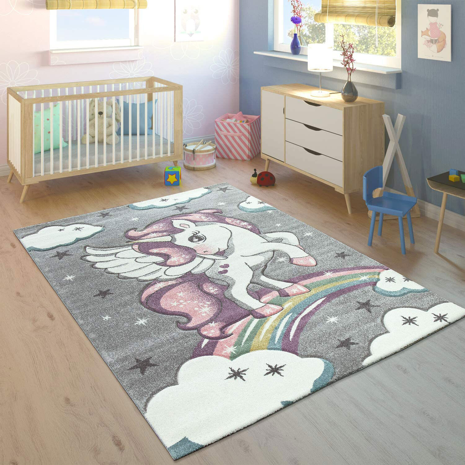 Charlie Flying Unicorn Kids Rug