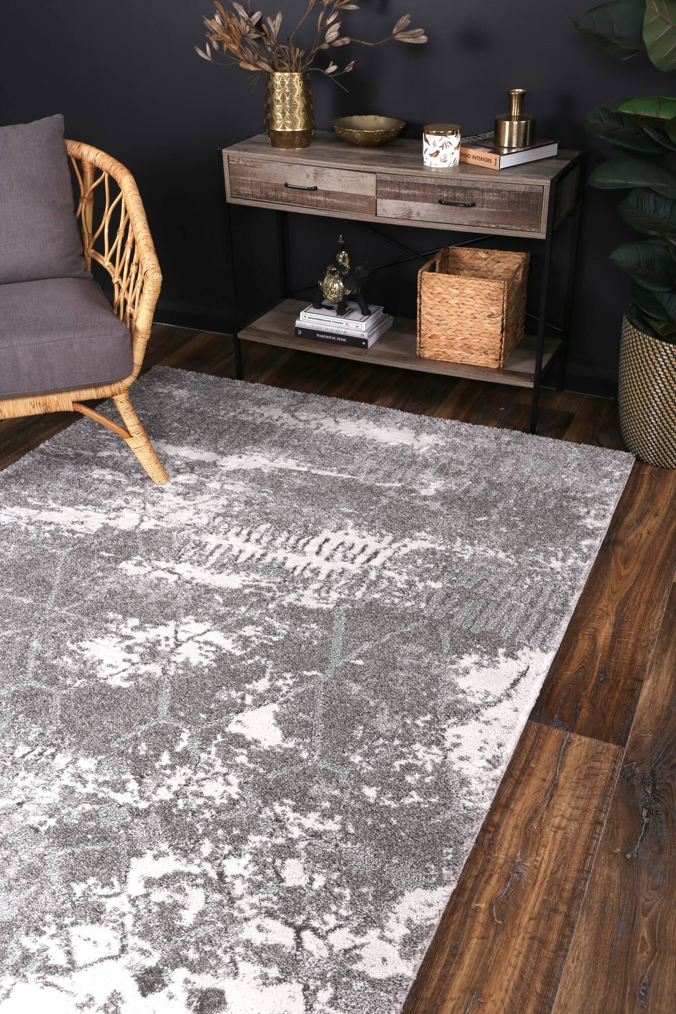 Cole Grey Abstract Pattern Rug(Size 170 x 120cm)