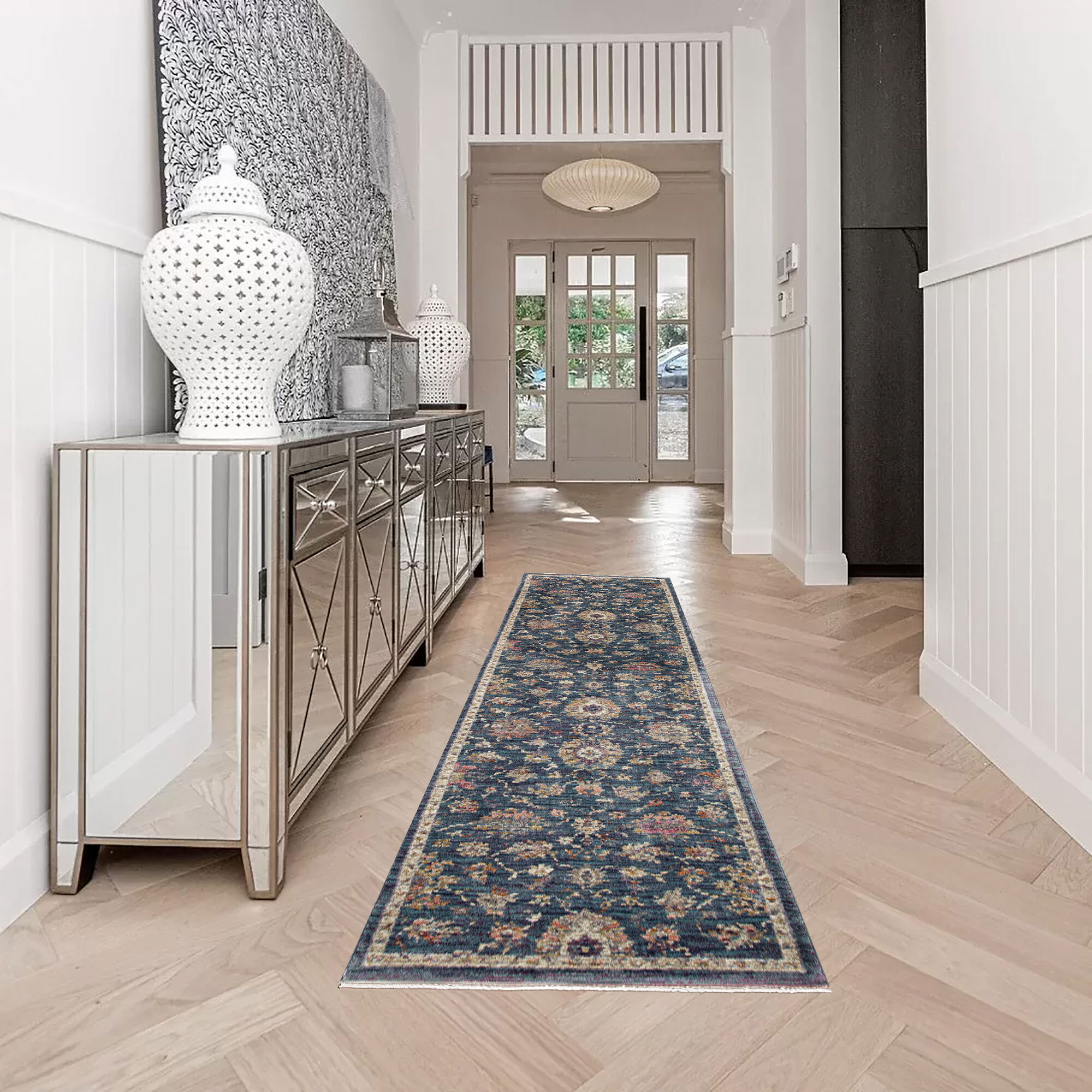 Cora Blue Traditional Floral Rug