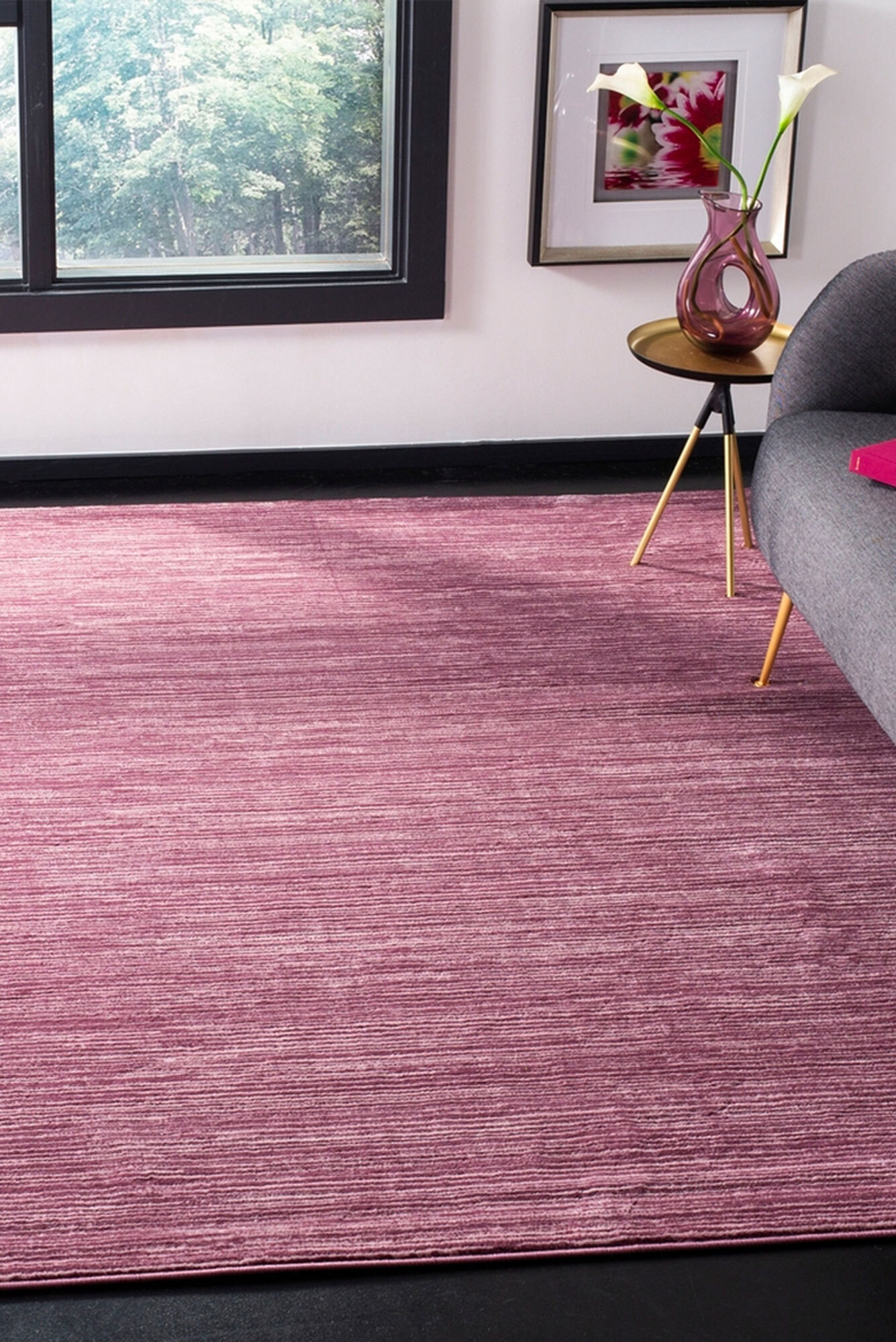 Domani Modern Plain Violet Rug(Size 240 x 80cm) RUNNER