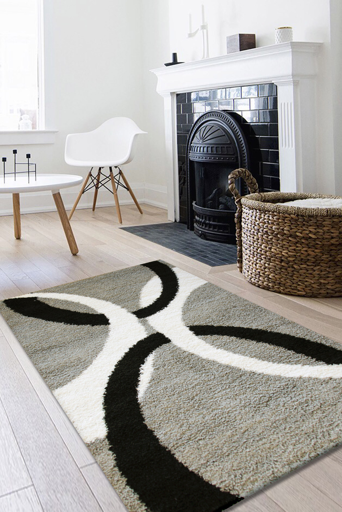 Moss Grey Modern Shaggy Rug(Size 270 x 180cm)