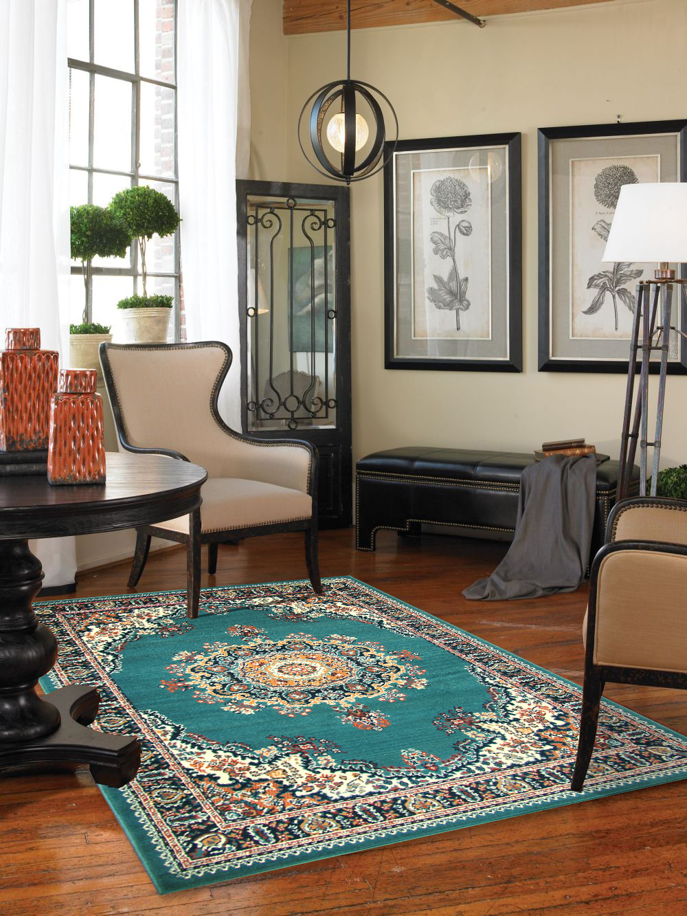 Gil Traditional Blue Medallion Rug(Size 170 x 120cm)