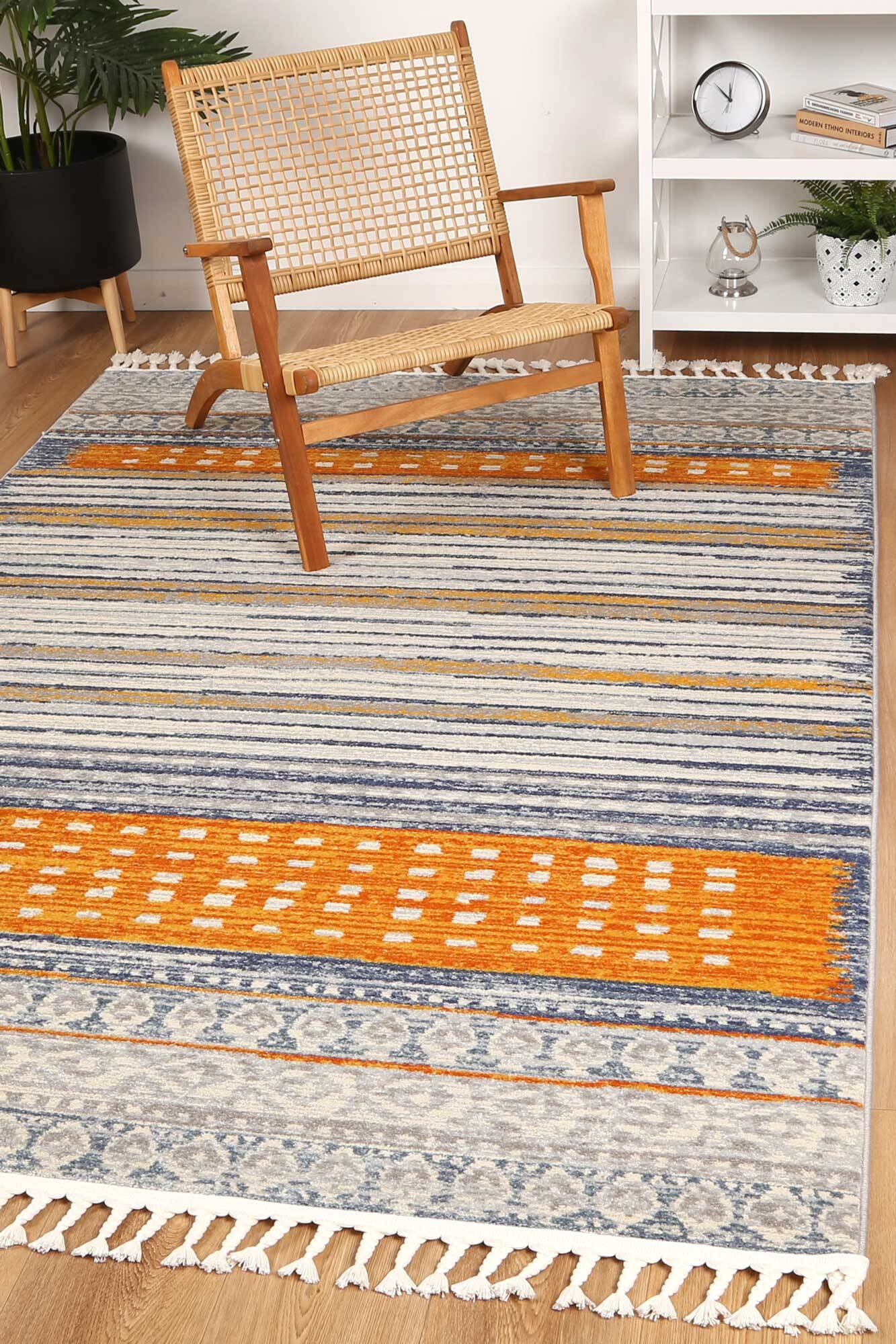 Inti Moroccan Striped Fringed Rug(Size 330 x 240cm)