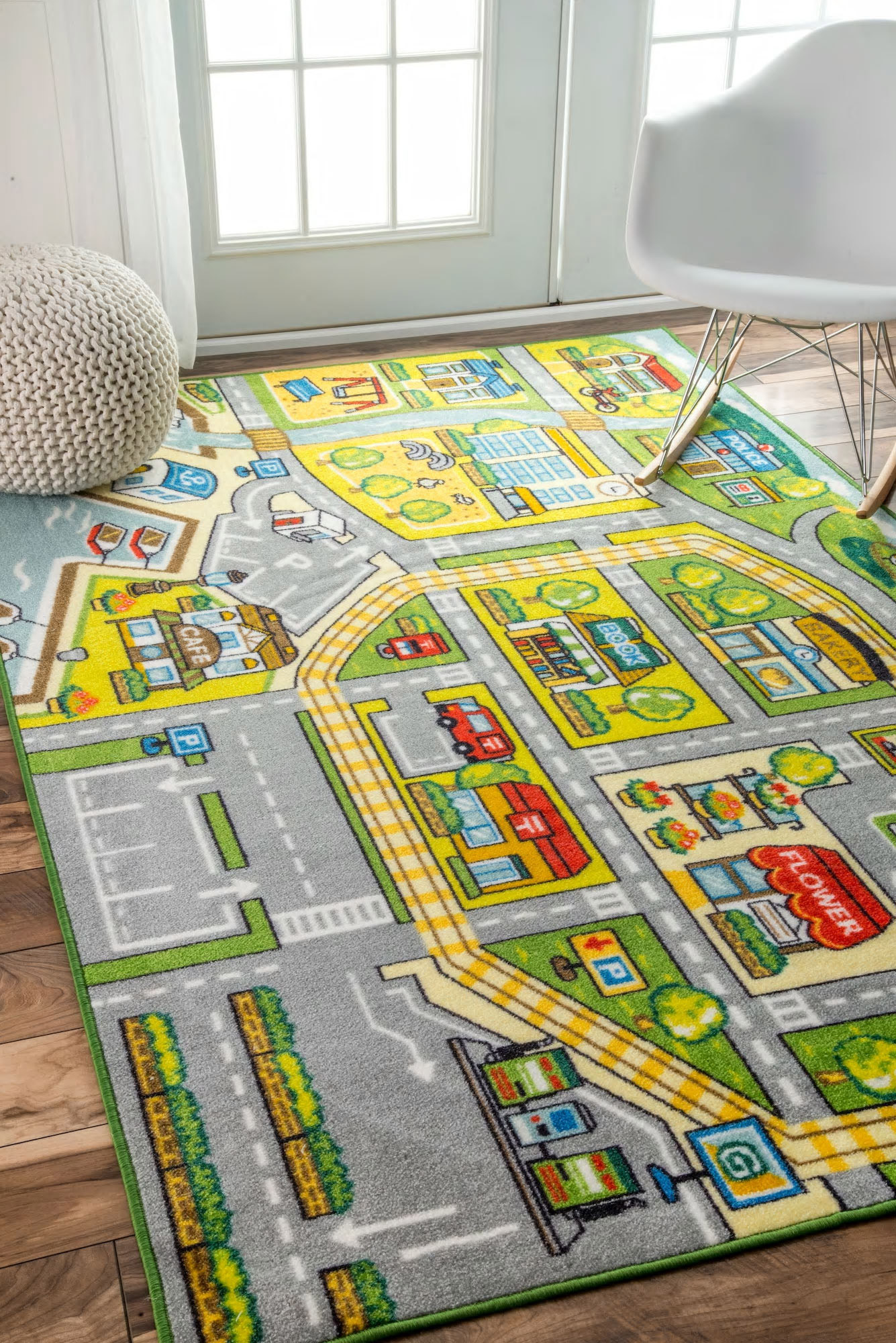 Kids Car Road Town Play Rug(Size 200 x 200cm) SQUARE