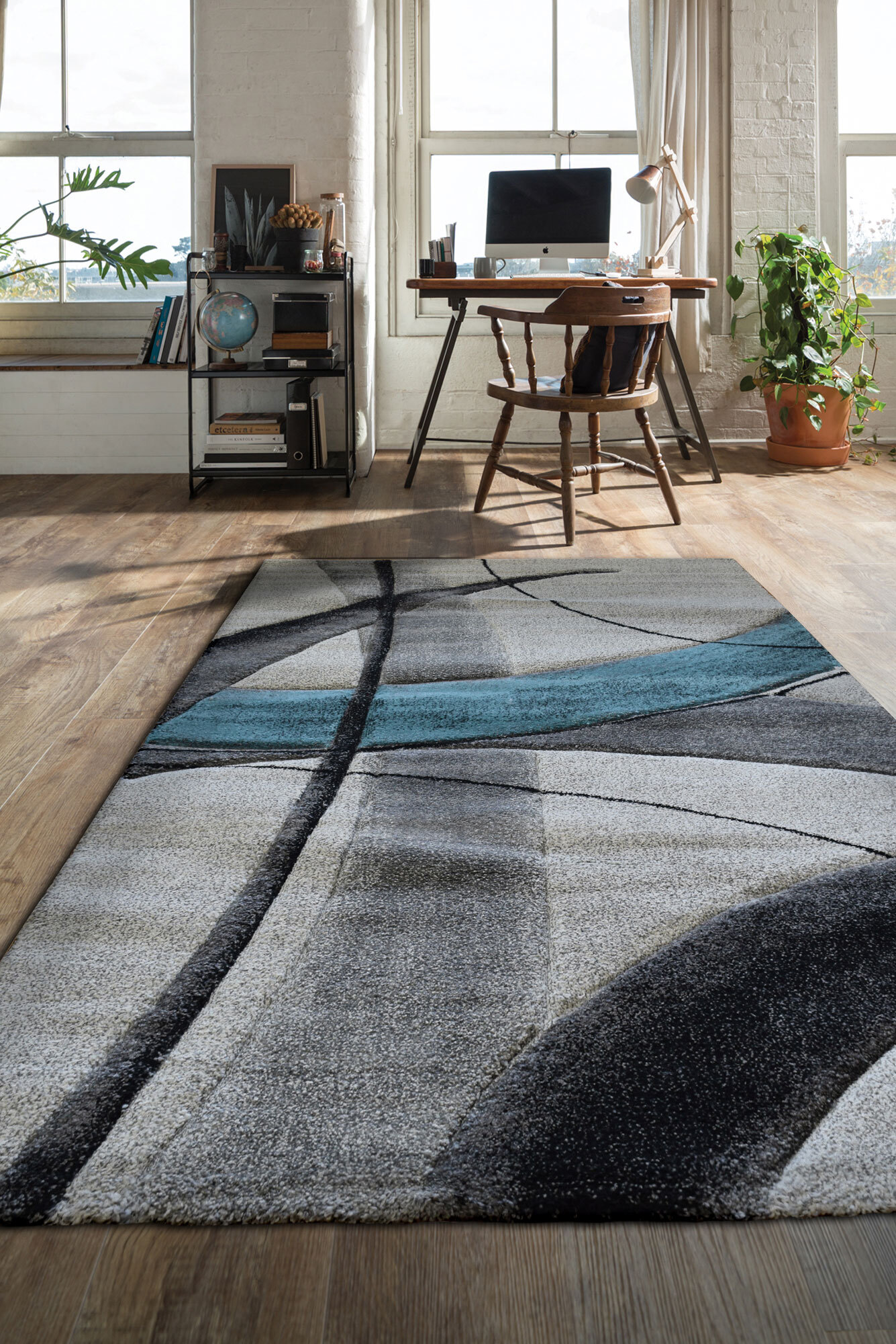 Lucia Modern Blue Abstract Rug(Size 230 x 160cm)