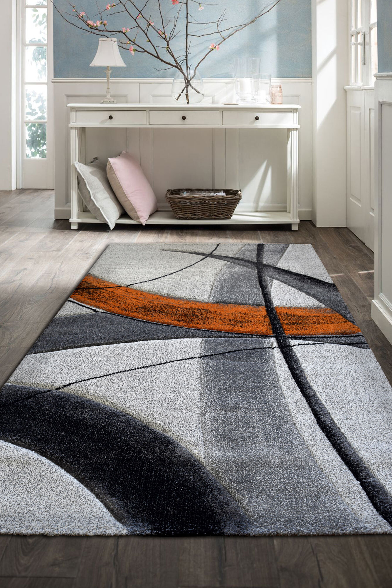 Lucia Orange Modern Abstract Rug(Size 230 x 160cm)