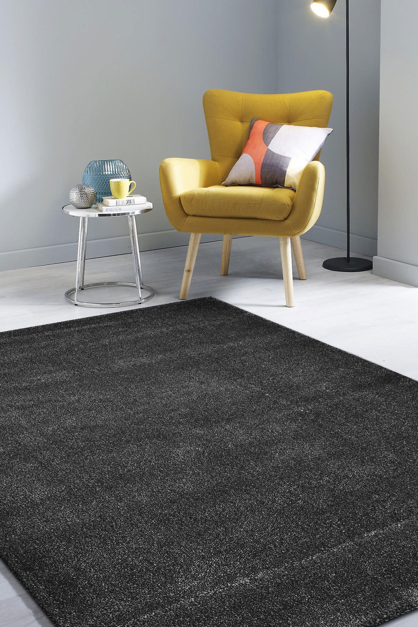 Leo Modern Thick Plain Black Rug(Size 300 x 80cm) RUNNER