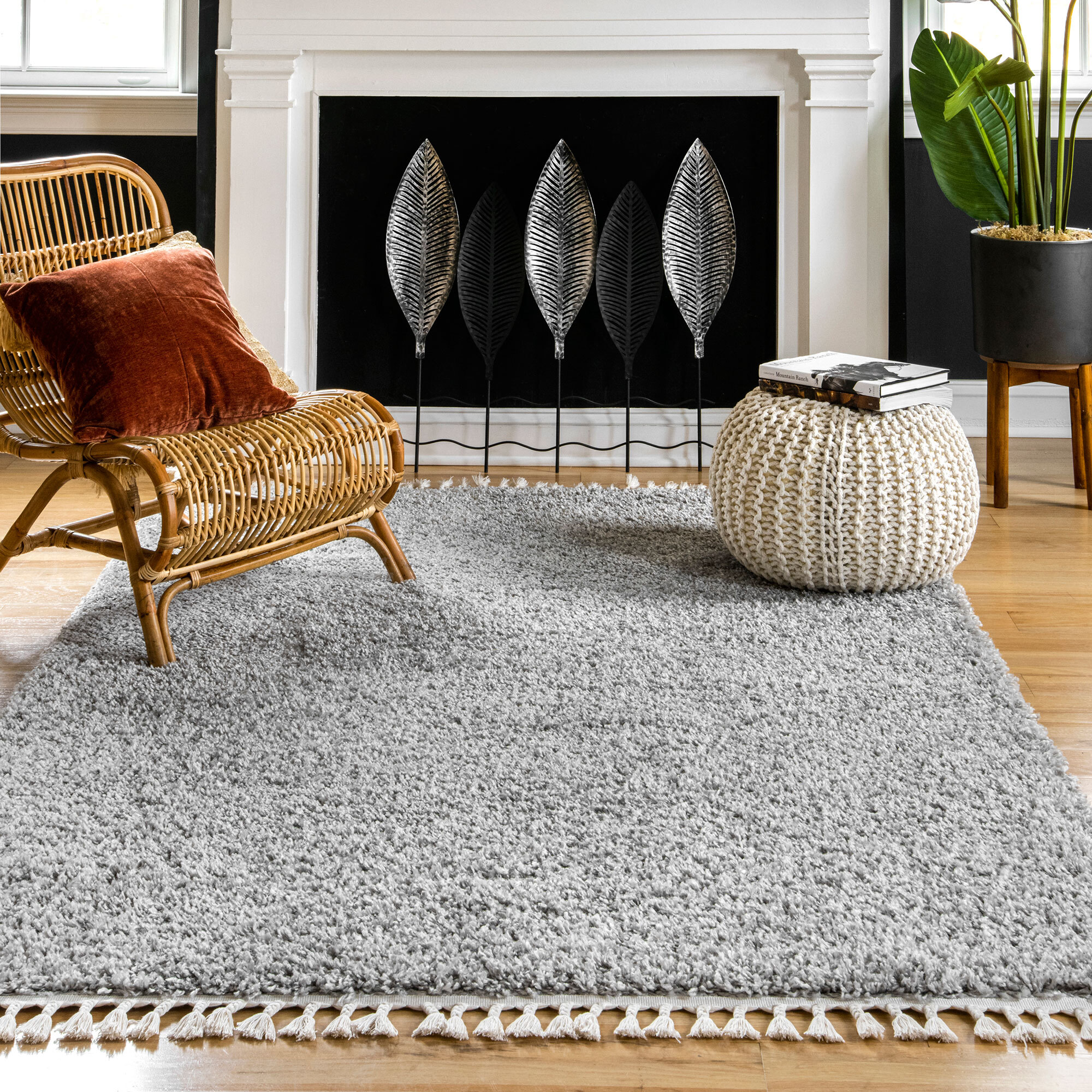 Lucy Grey Moroccan Tassel Rug