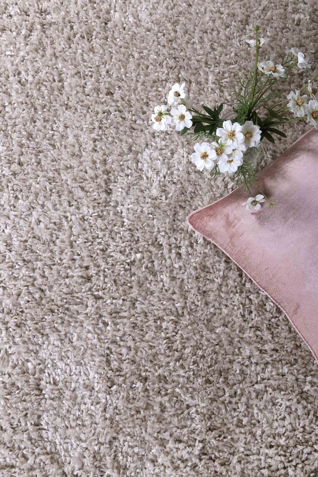 Luis Plain Beige Shaggy Rug(Size 120 x 70cm)