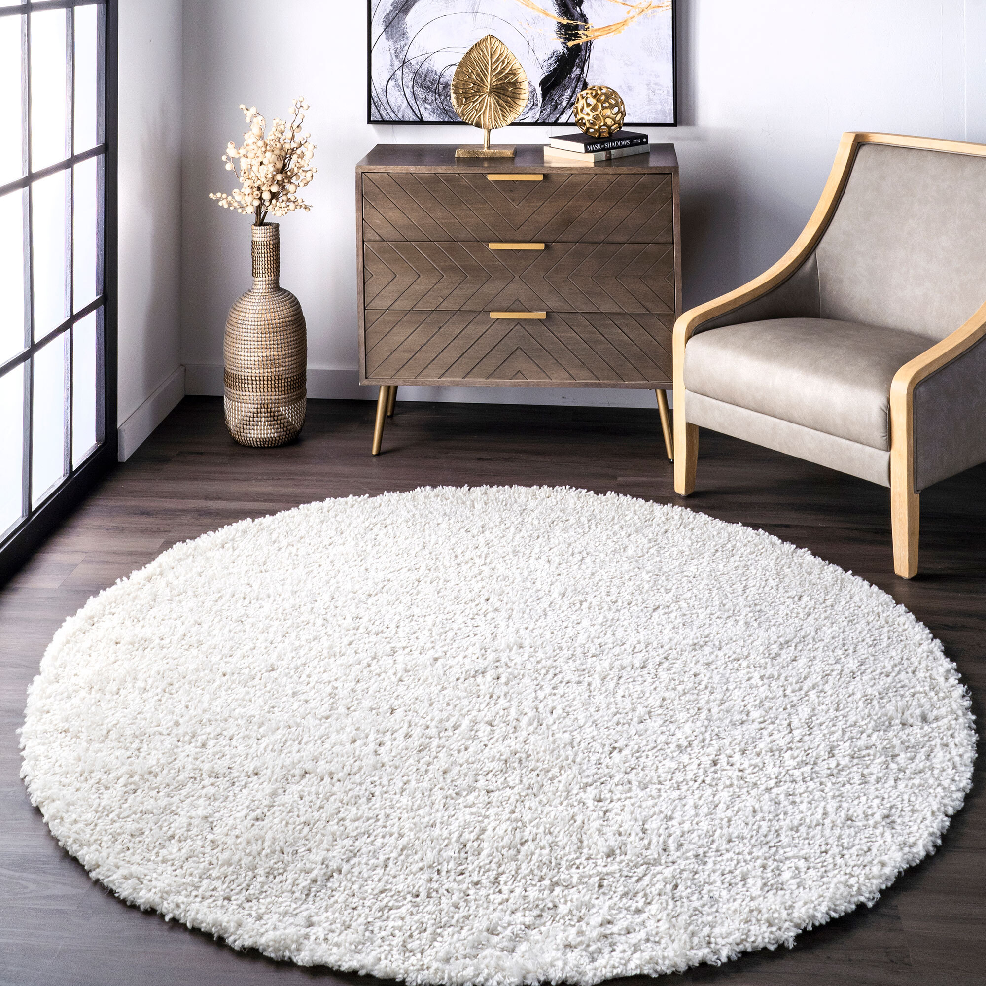 Luis Plain Cream Shaggy Rug