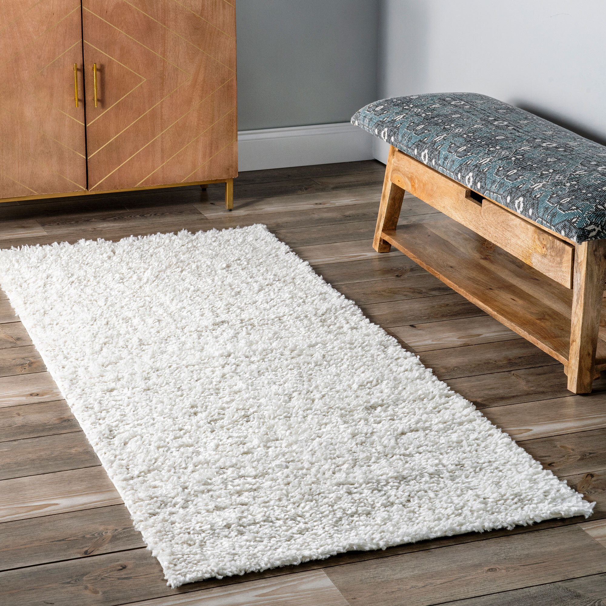 Luis Plain Cream Shaggy Rug