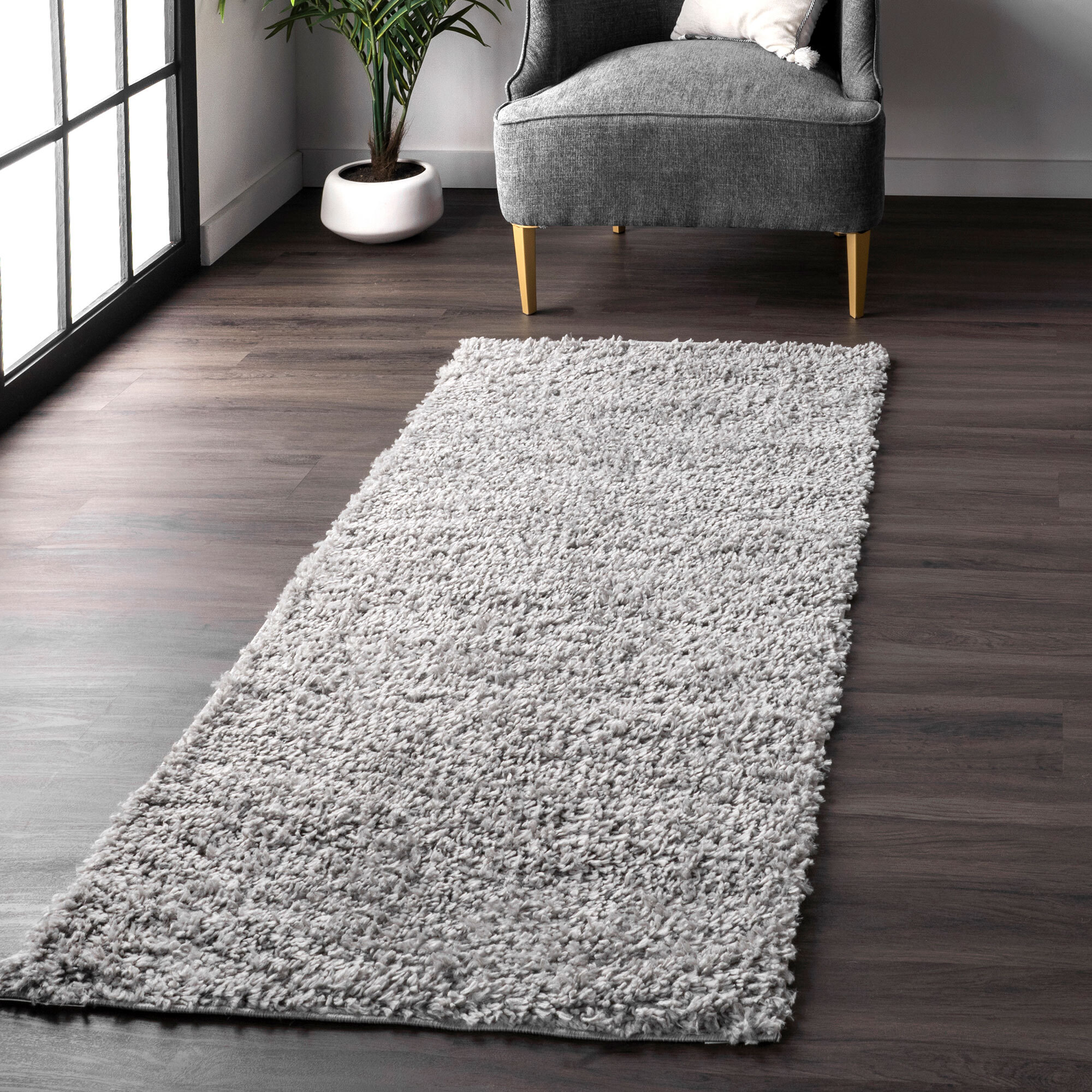 Luis Plain Grey Shaggy Rug