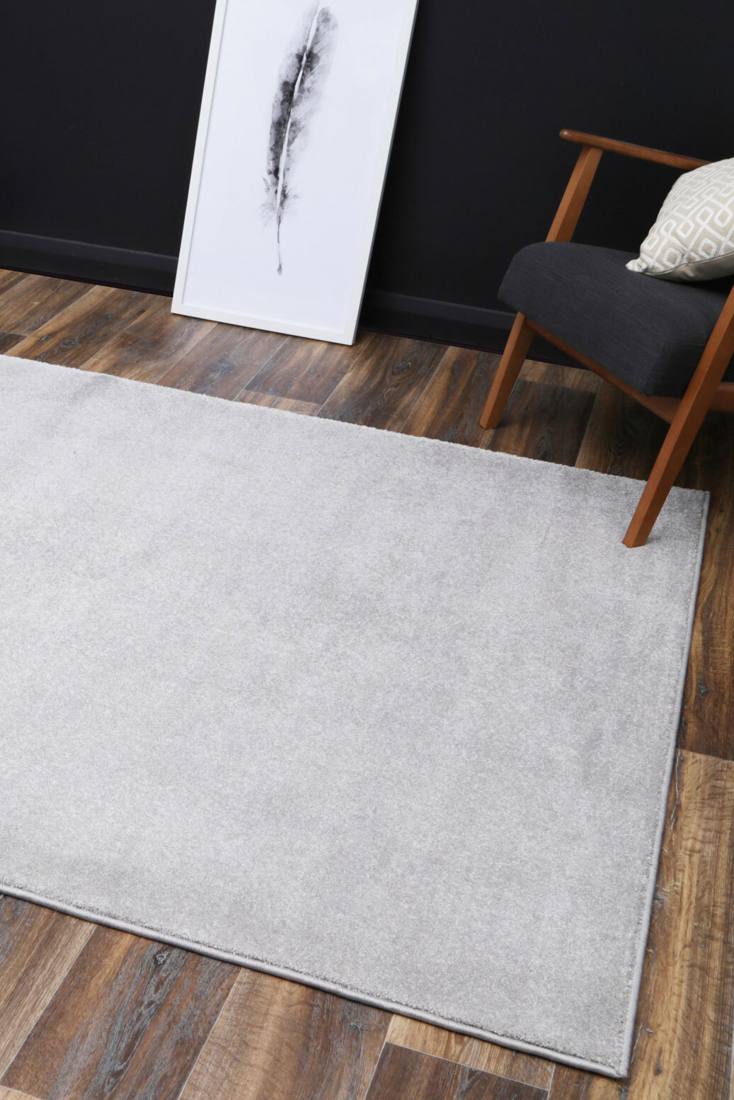 Macey Plain Grey Plush Rug(Size 170 x 120cm)