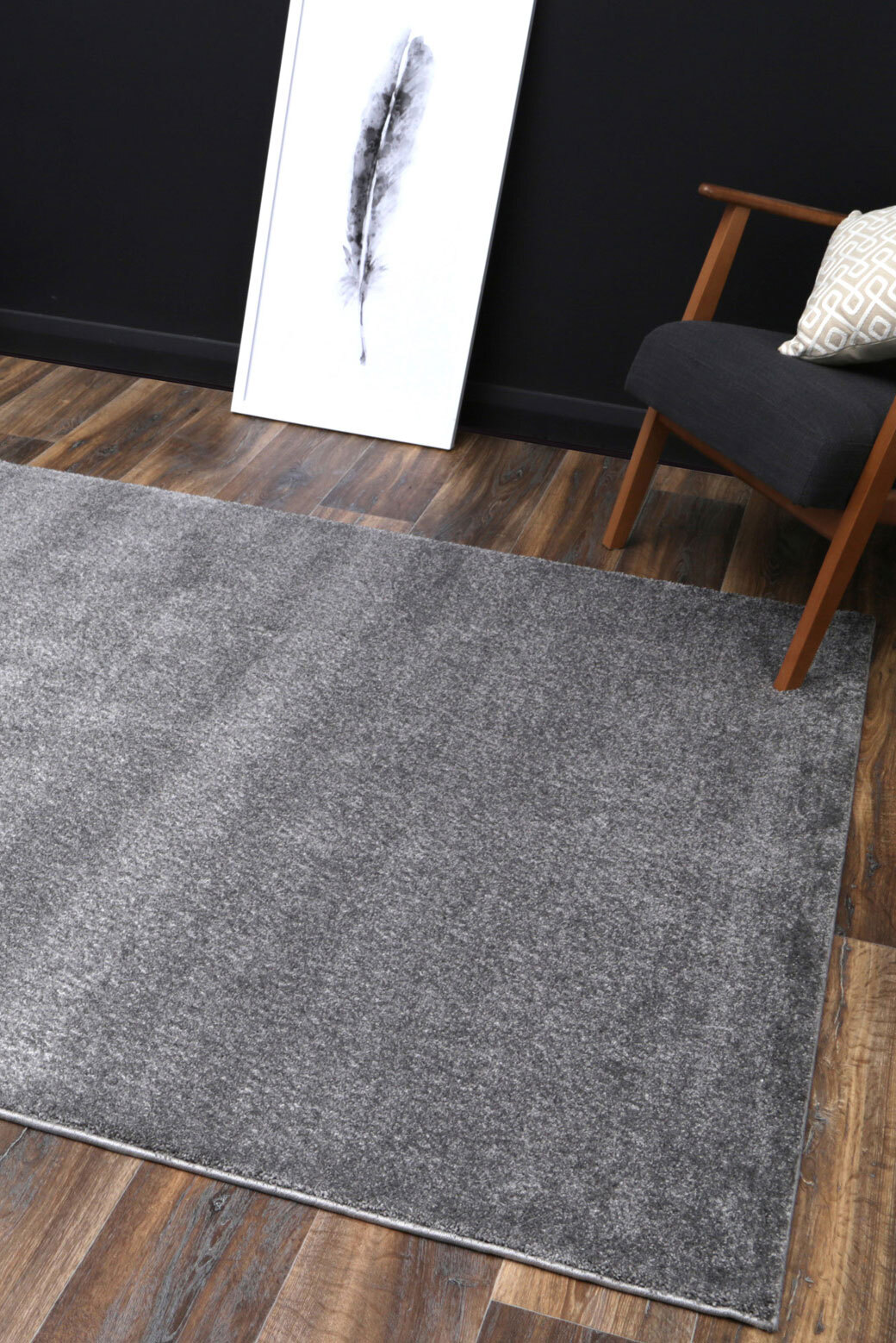 Macey Thick Plain Grey Rug(Size 330 x 240cm)