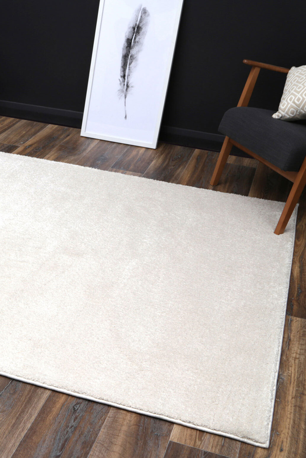 Macey Plain Cream Plush Rug(Size 300 x 80cm) RUNNER